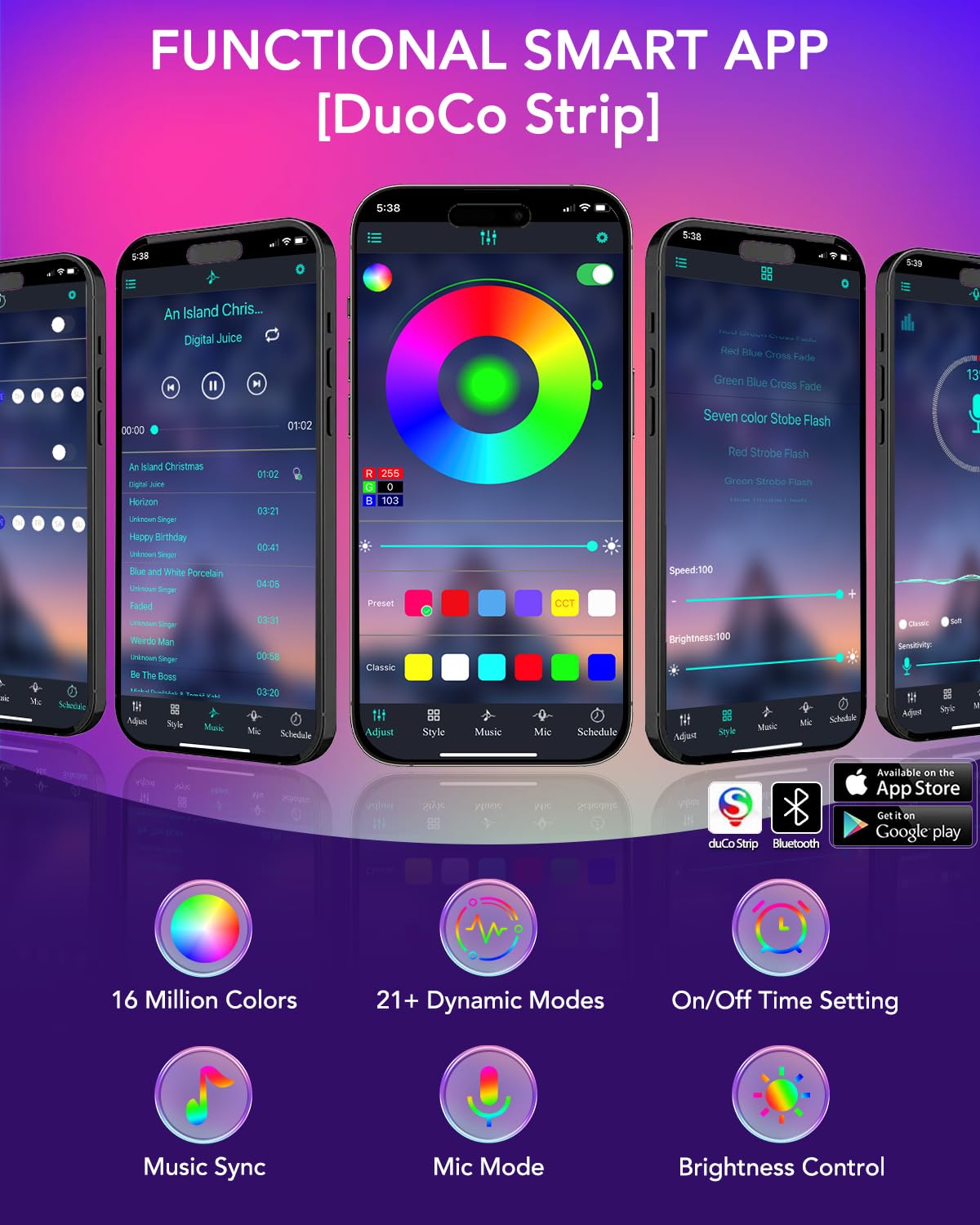 Maticod Led Lights For Tv, 13.1Ft Tv Led Backlight For 32-43 Inch, Bluetooth App Remote Control Music Sync Light Strip Lights Fo