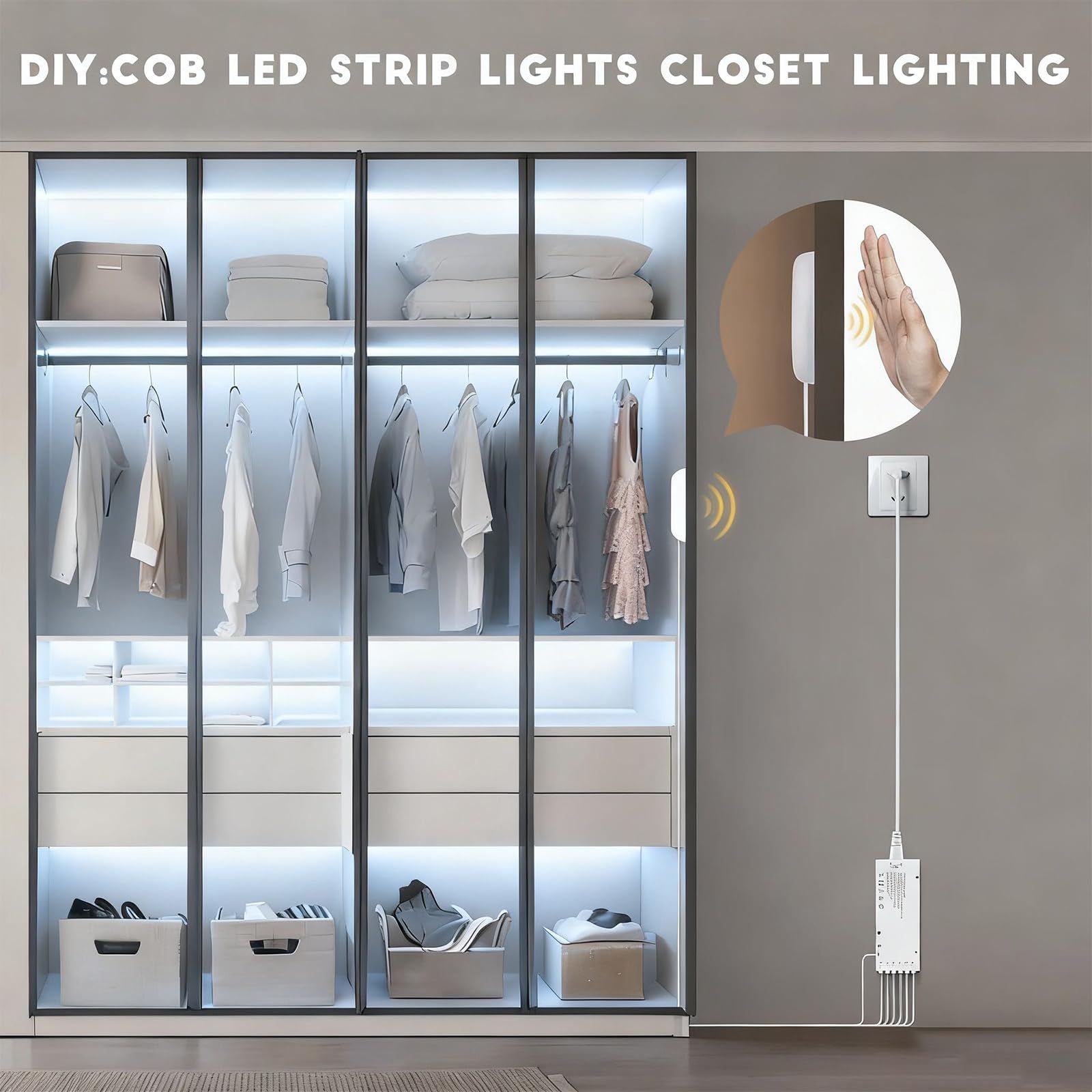 CHNMALITAI LED Under Cabinet Lighting Kit, 6 PCS 6.65Ft Dimmable COB Strip Lights, 6500K White, Plastic, Model D1169W-US