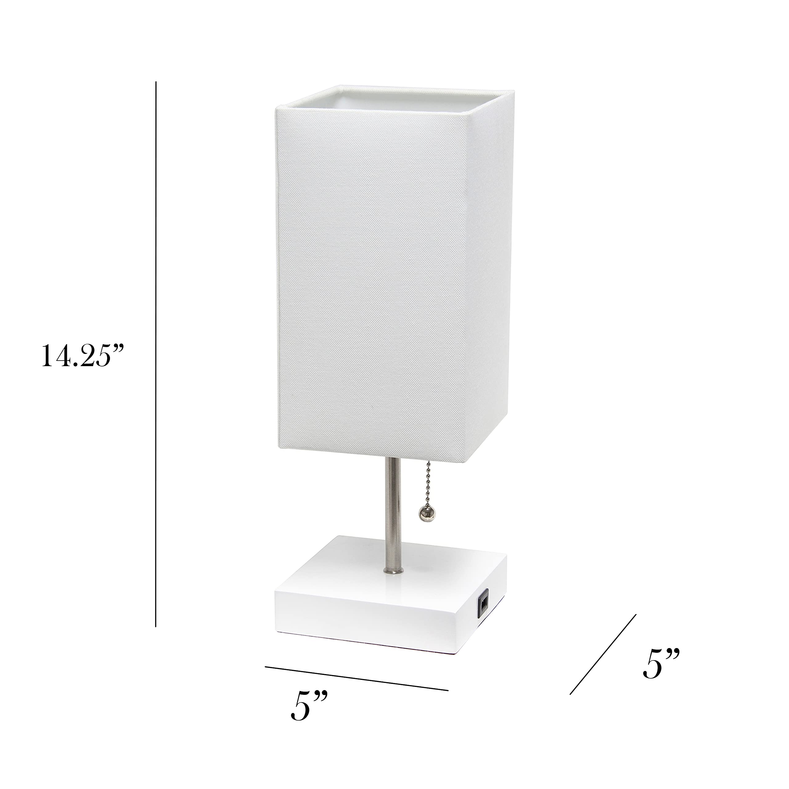 Simple Designs Lc2004-Wow-2Pk Usb Charging Port 2 Pack Bedside Lamp Set, White