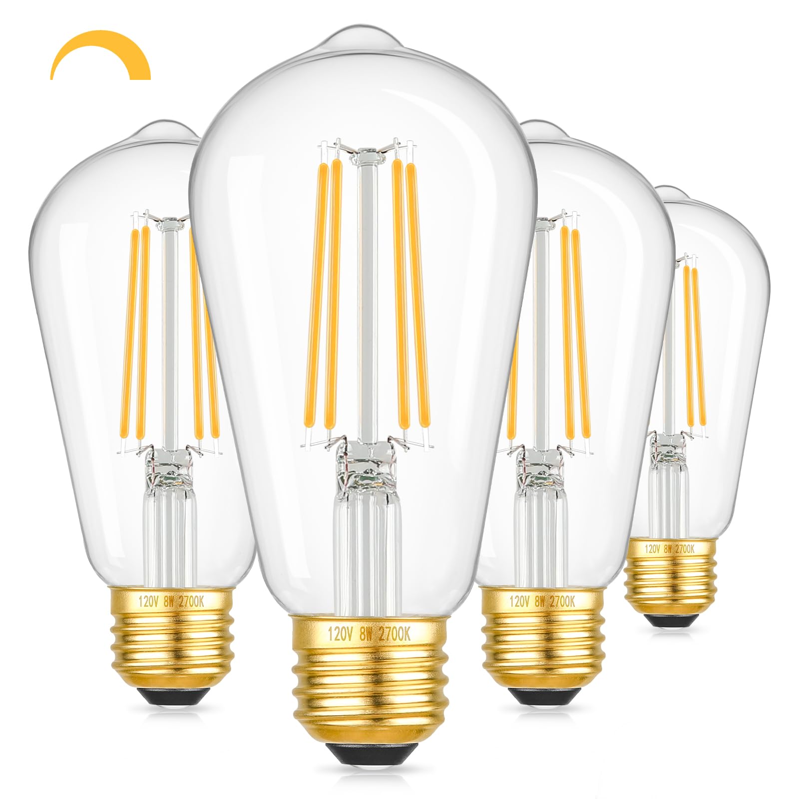 Dimmable Vintage Edison Led Bulbs, 1250Lumens High Brightness Light Bulbs, 8W 100W Incandescent Equivalent Bulbs, St58 Led Filam