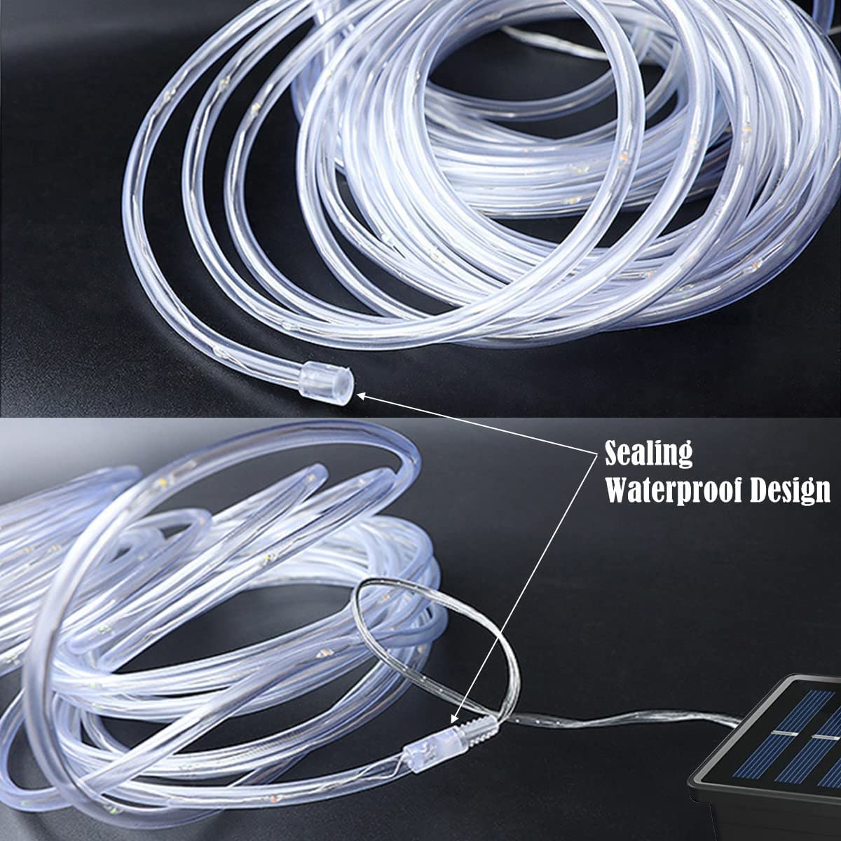 Ruichen 16.5Ft 50 Led Blue Solar Rope Lights - Waterproof Fairy Lights For Garden & Party