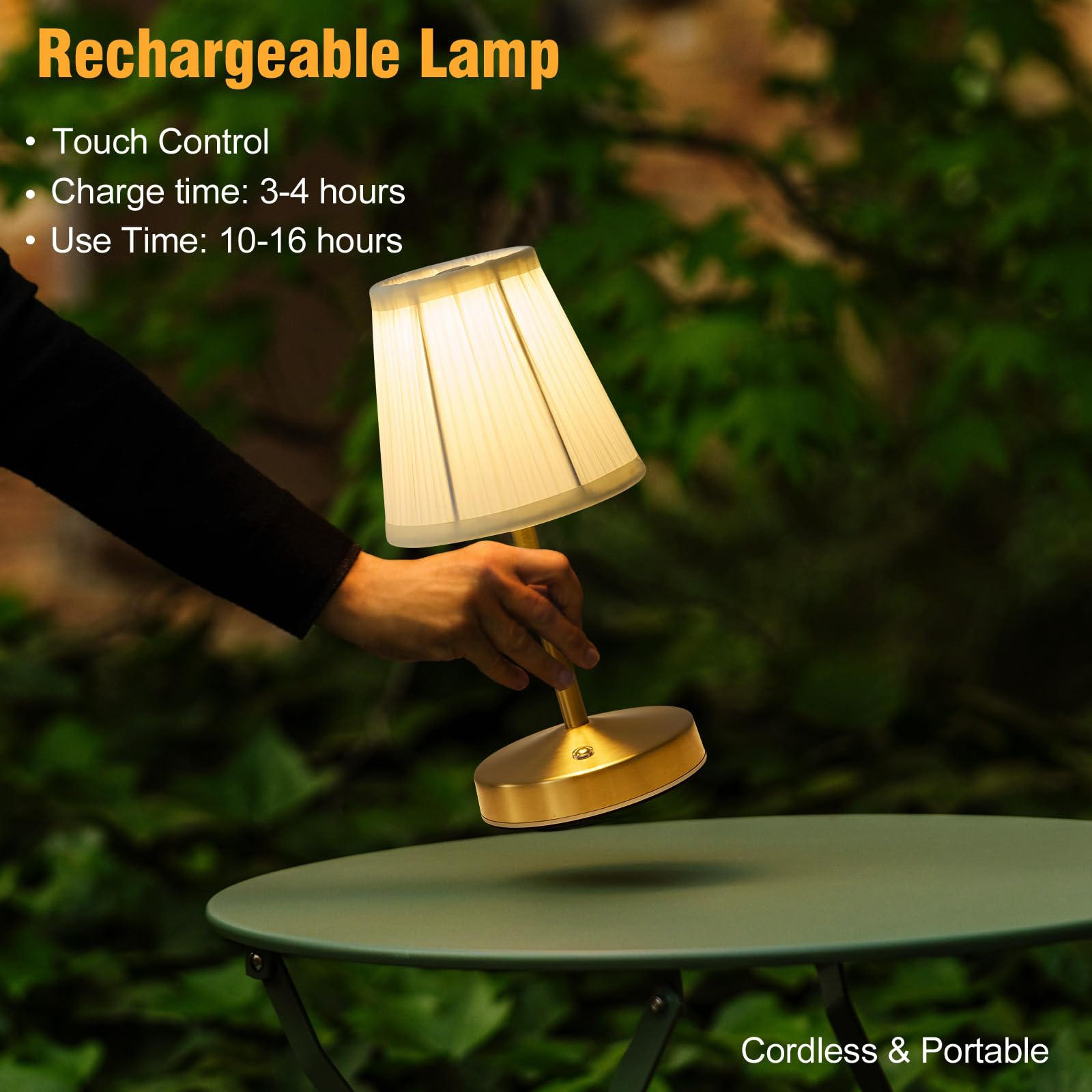 Cordless Mini Lamps Gold,3000 Mah Battery Operated Lamp,3 Color Temperature Dimmable Table Lamp,Small Rechargeable Table Lamp Fa