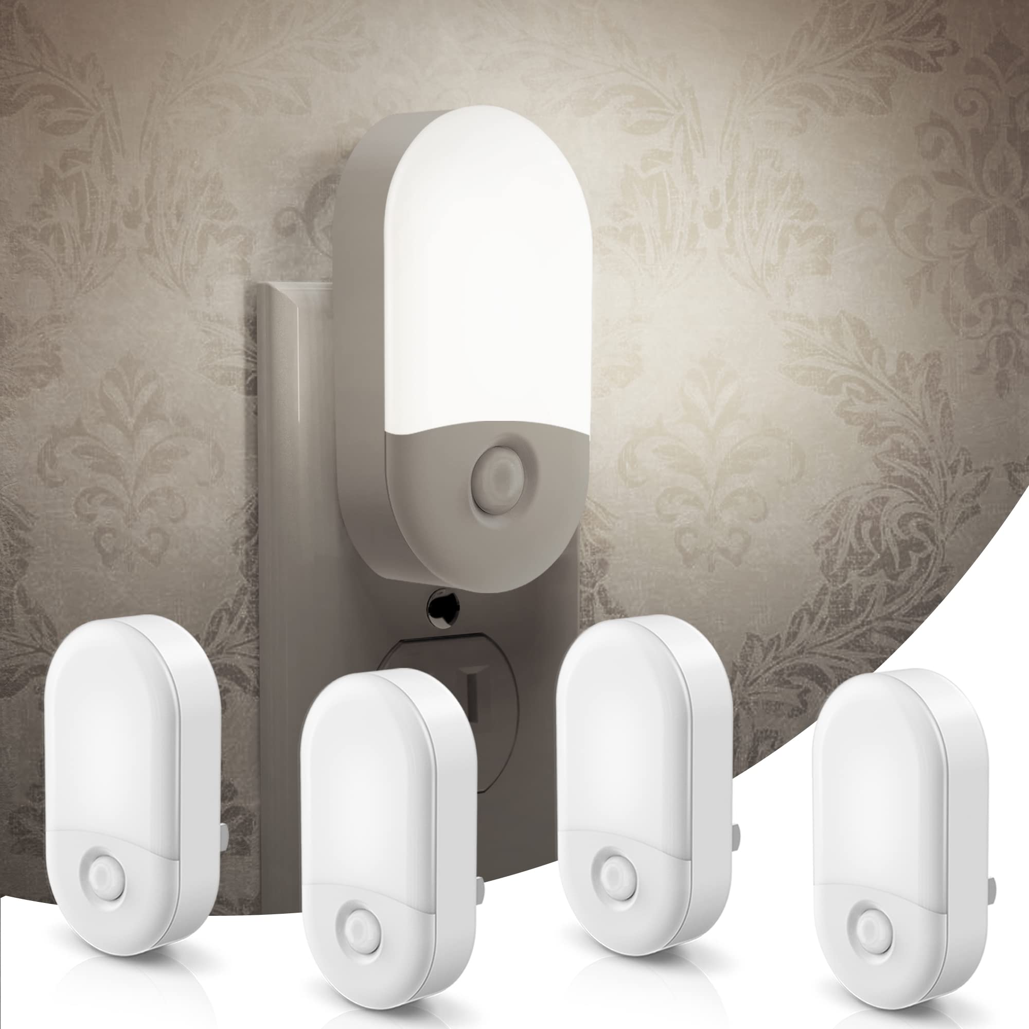 LOHAS Night Light Plug in, 4 Pack 0.6W LED Night Light for Kids, Auto Dusk to Dawn Sensor Bright Nightlight, Daylight White 5000
