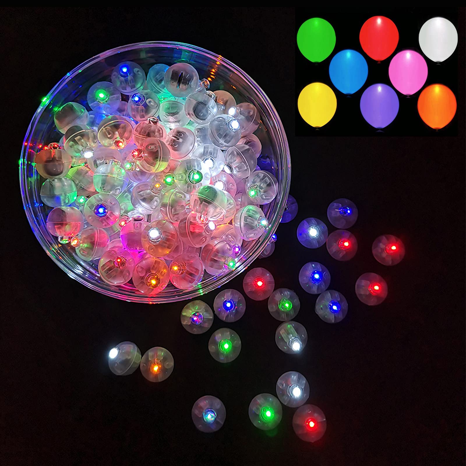 Aogist 200pcs Multicolor LED Balloon Lights, Plastic Mini Ball Lights for Indoor/Outdoor Decorations, A01-Mini