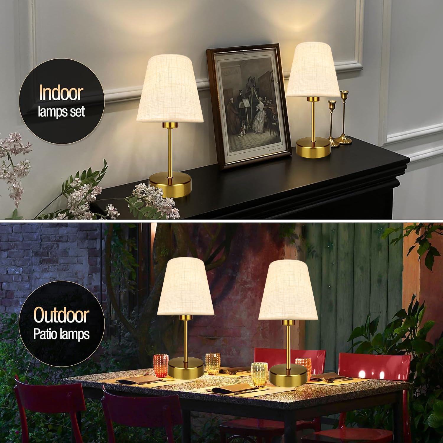 BLUEYE Mini Rechargeable Table Lamp with Remote Control, Dimmable 2700K-6000K, 5.5 Inch, Gold, Model TL231004