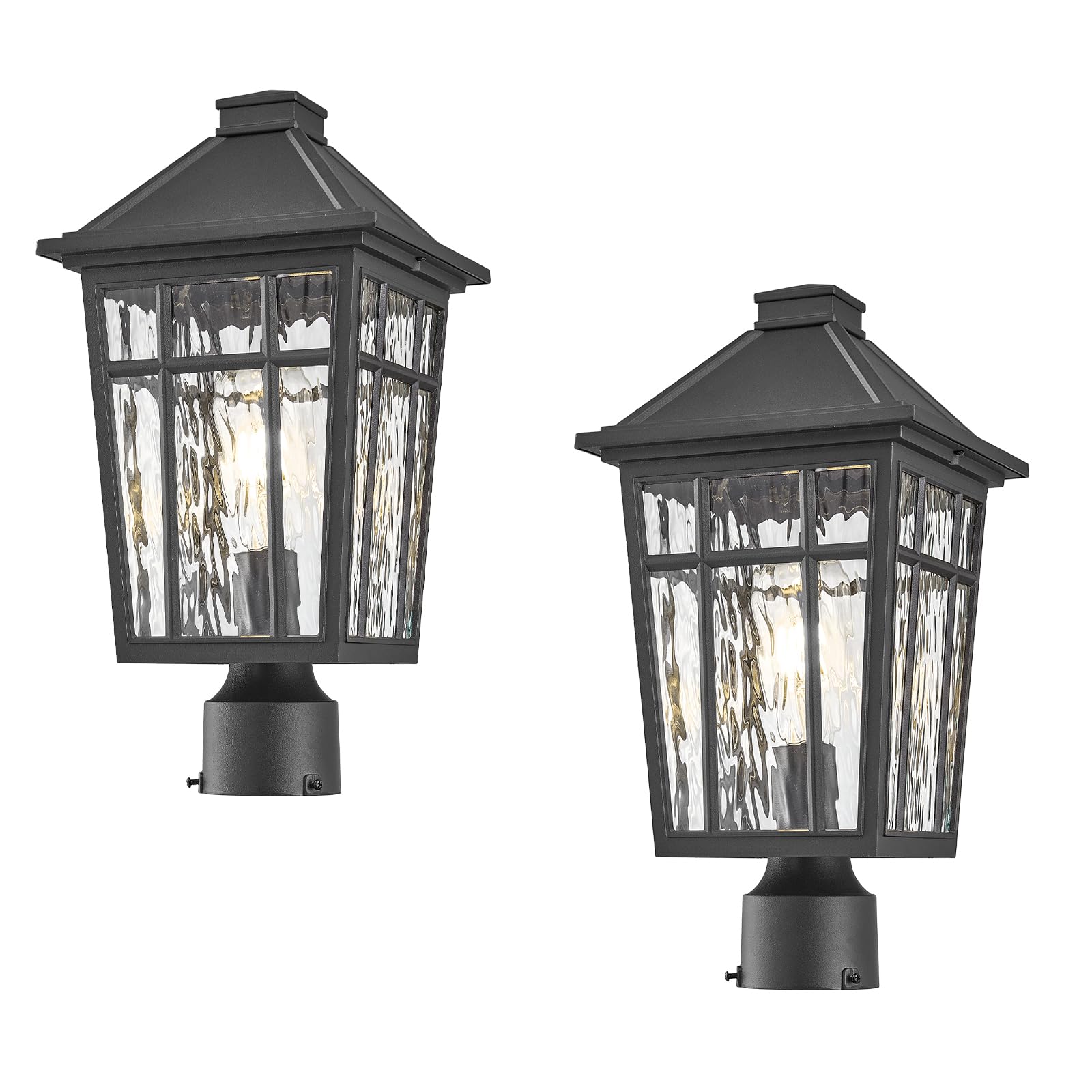 NAXTTII Outdoor Light Post Black Outdoor Post Light Fixtures Waterproof Aluminum Pillar Lights Outdoor 13.6 Inch Height 2-Pack