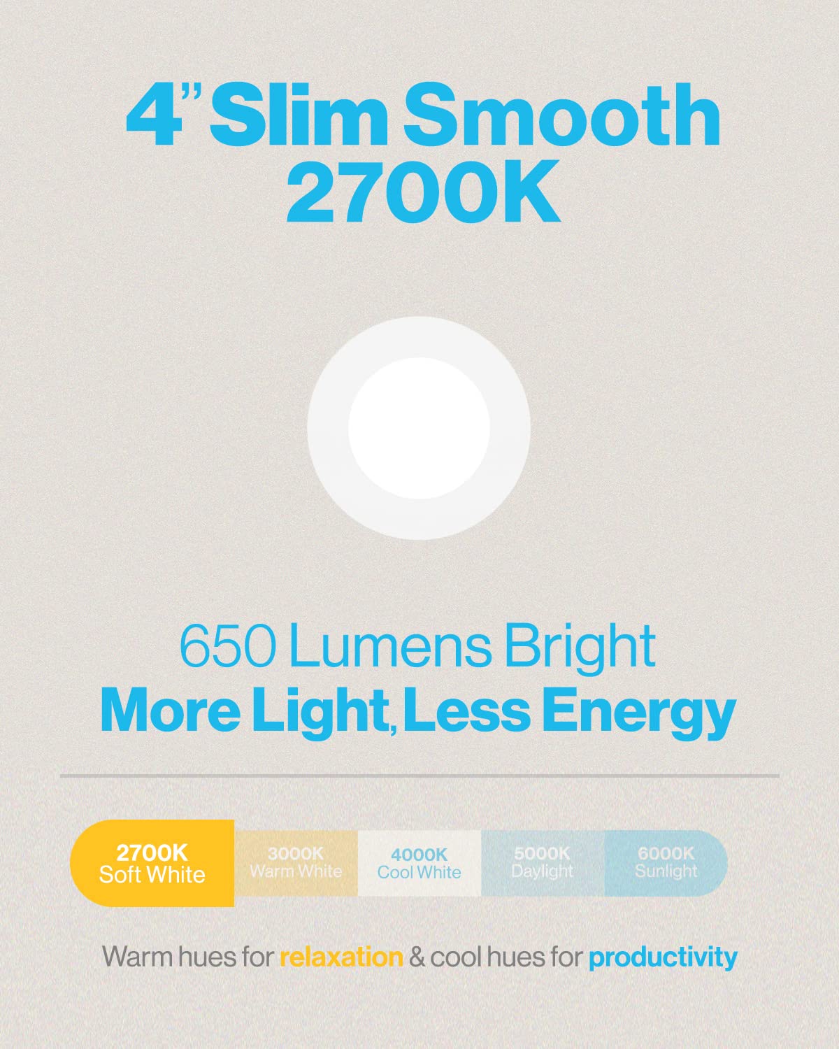 Sunco Lighting 48 Pack 4 Inch Ultra Thin Led Recessed Ceiling Lights Slim, 2700K Soft White, Dimmable, 10W=60W, Smooth Trim, Wafer Thin, Canless With Junction Box - Energy Star