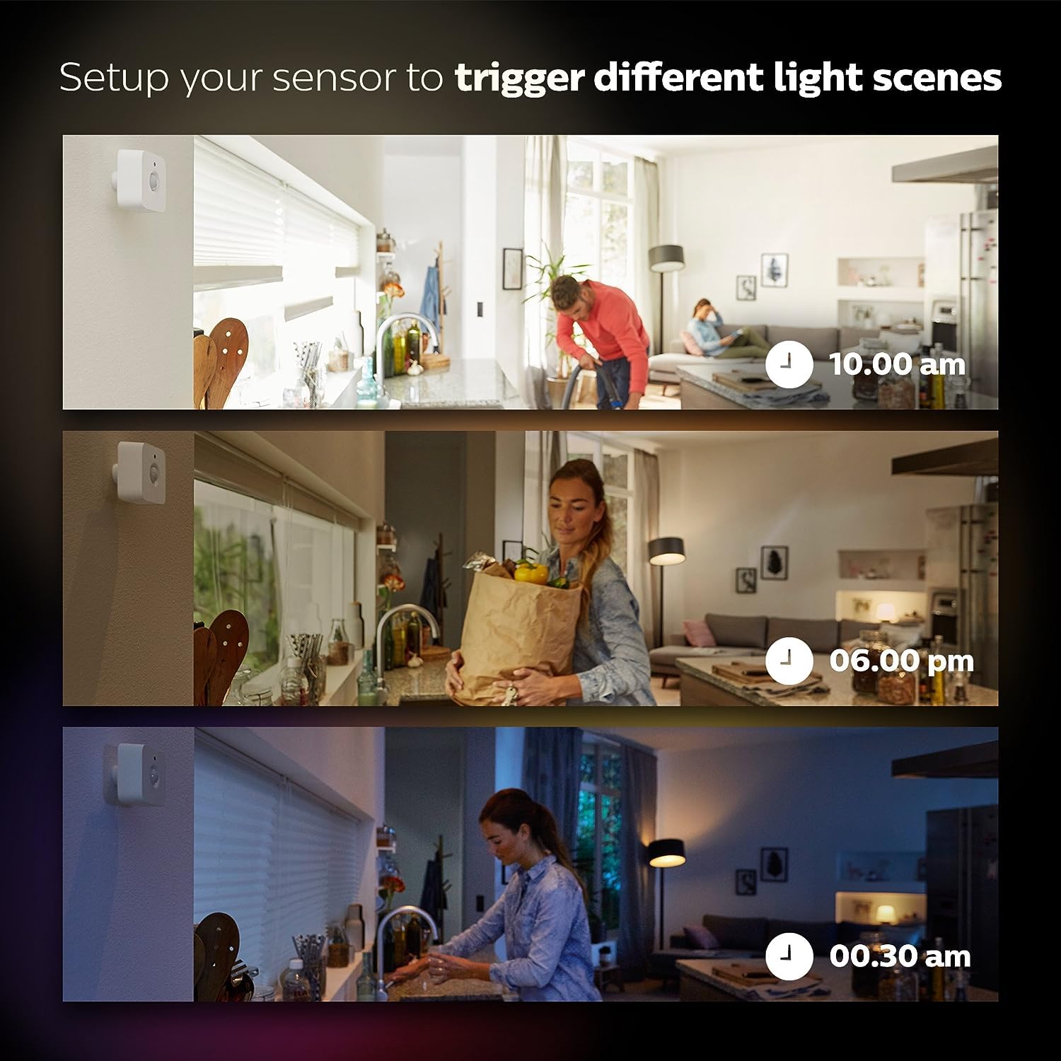 Philips Hue Motion Sensor for Smart Lights - Requires Hue Bridge - White - Model 570977 - Easy No-Wire Installation