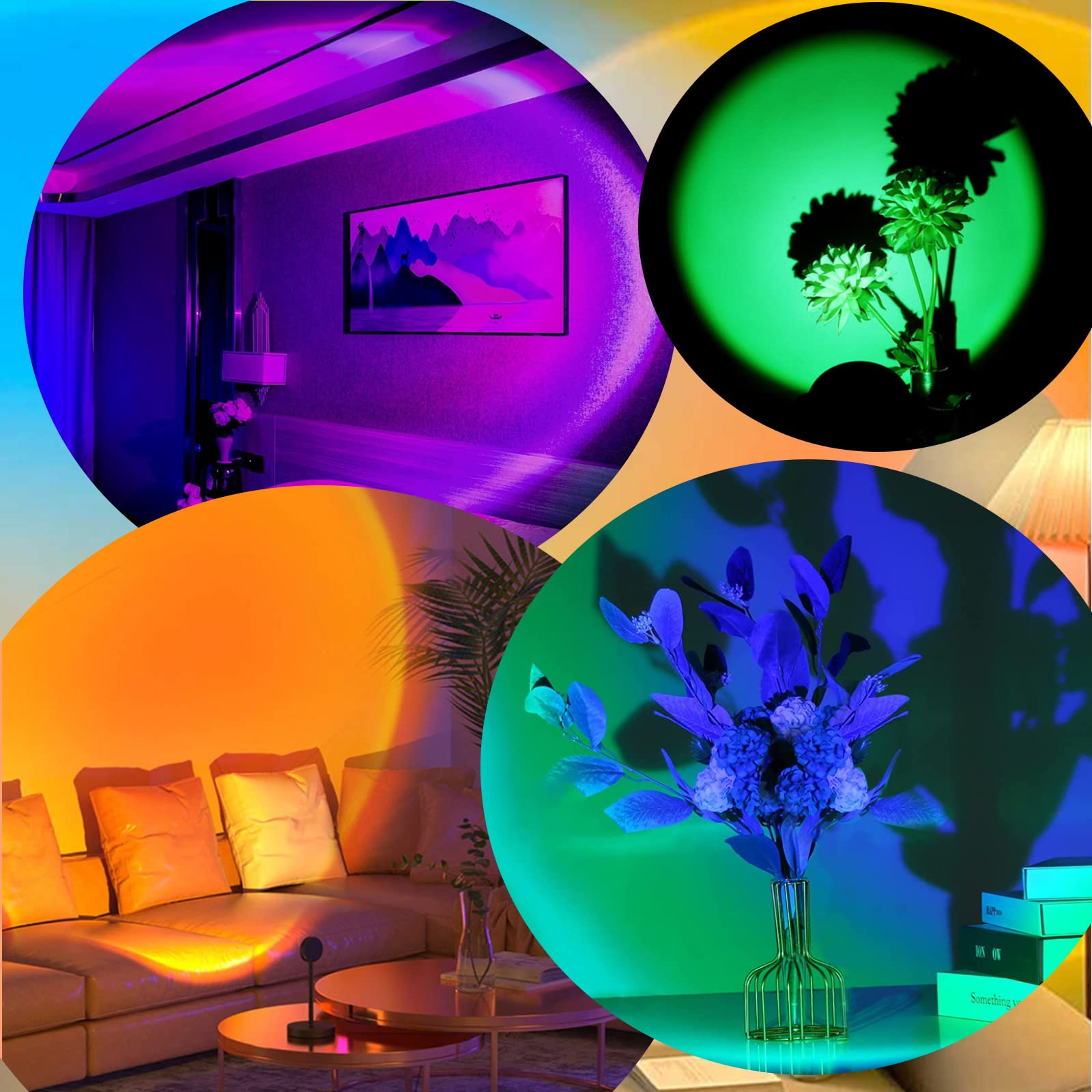 Sunset Lamp Projection, 16 Colors Sunset Lamp Multiple Colors With Remote Control, 360 Degree Rotation Led Sunset Projection Lam
