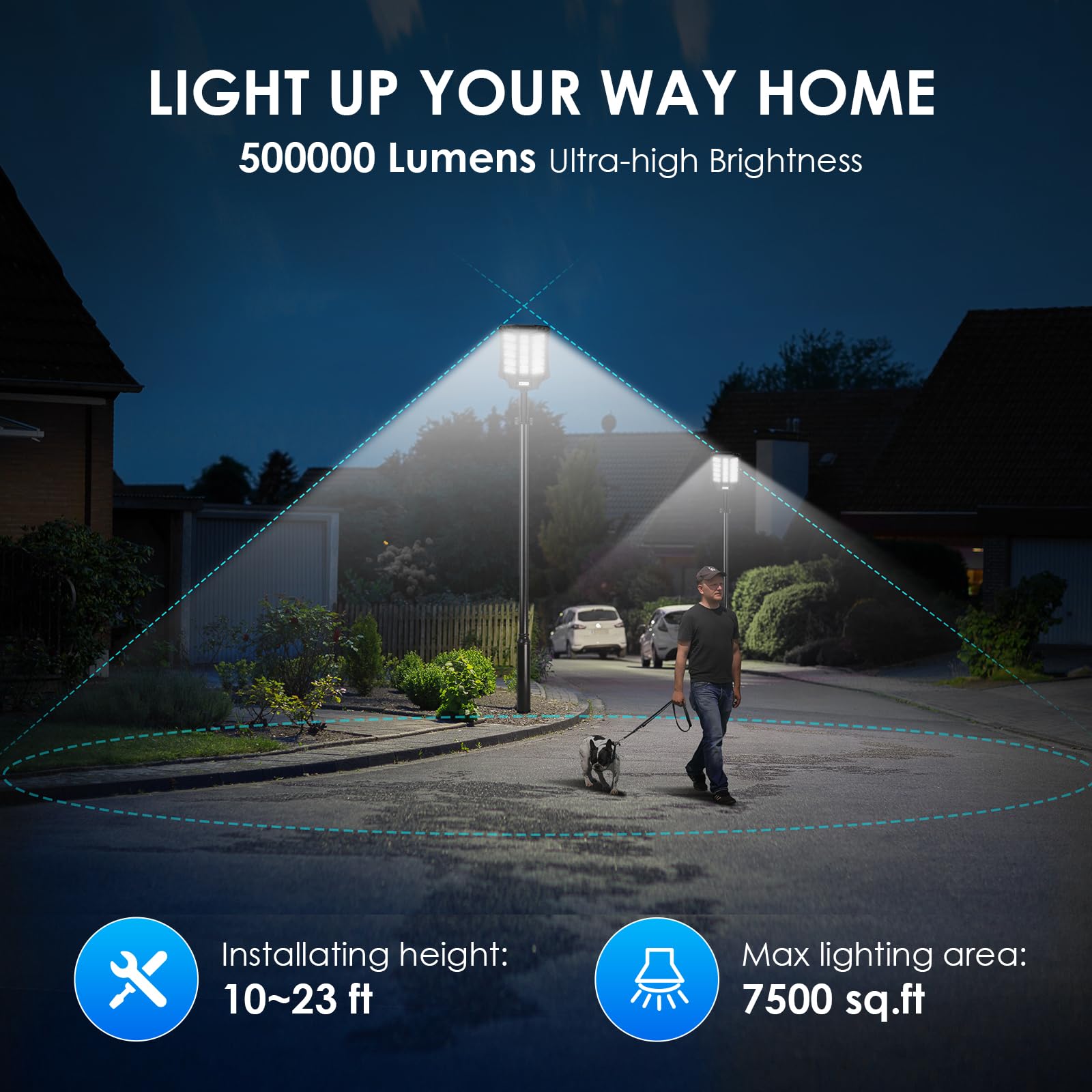 Ziziwin 9000W Solar Street Lights Outdoor Waterproof, Solar Led Flood Light Outside, Heavy Duty Solar Parking Lot Light Dusk To