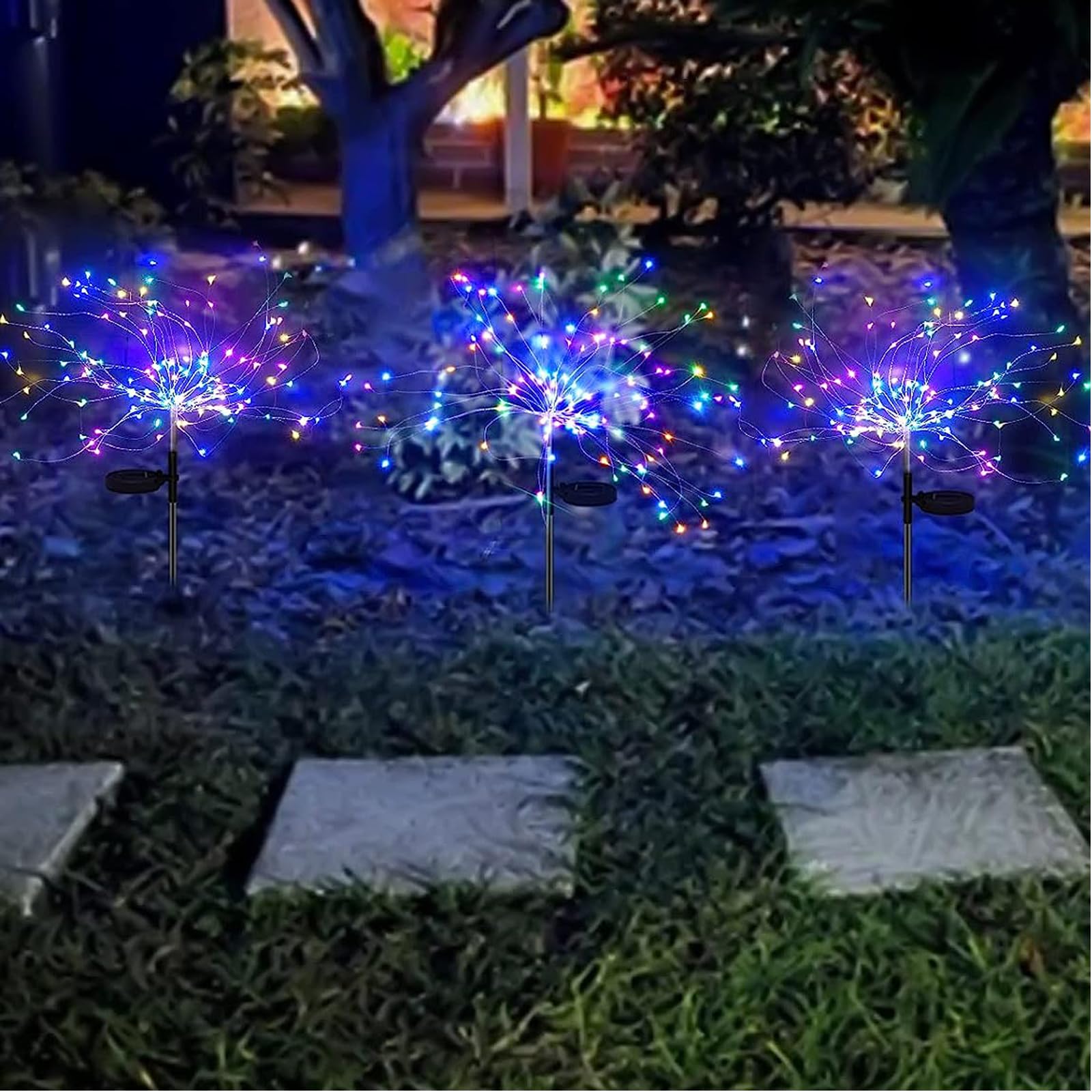 Outdoor Solar Firework Lights 2 Pack, 8 Mode Solar Led Sparkler Lights With 240 Led, Diy Starburst Lights For Garden, Pathway, Patio, Yard, Flowerbed Decor Colorful