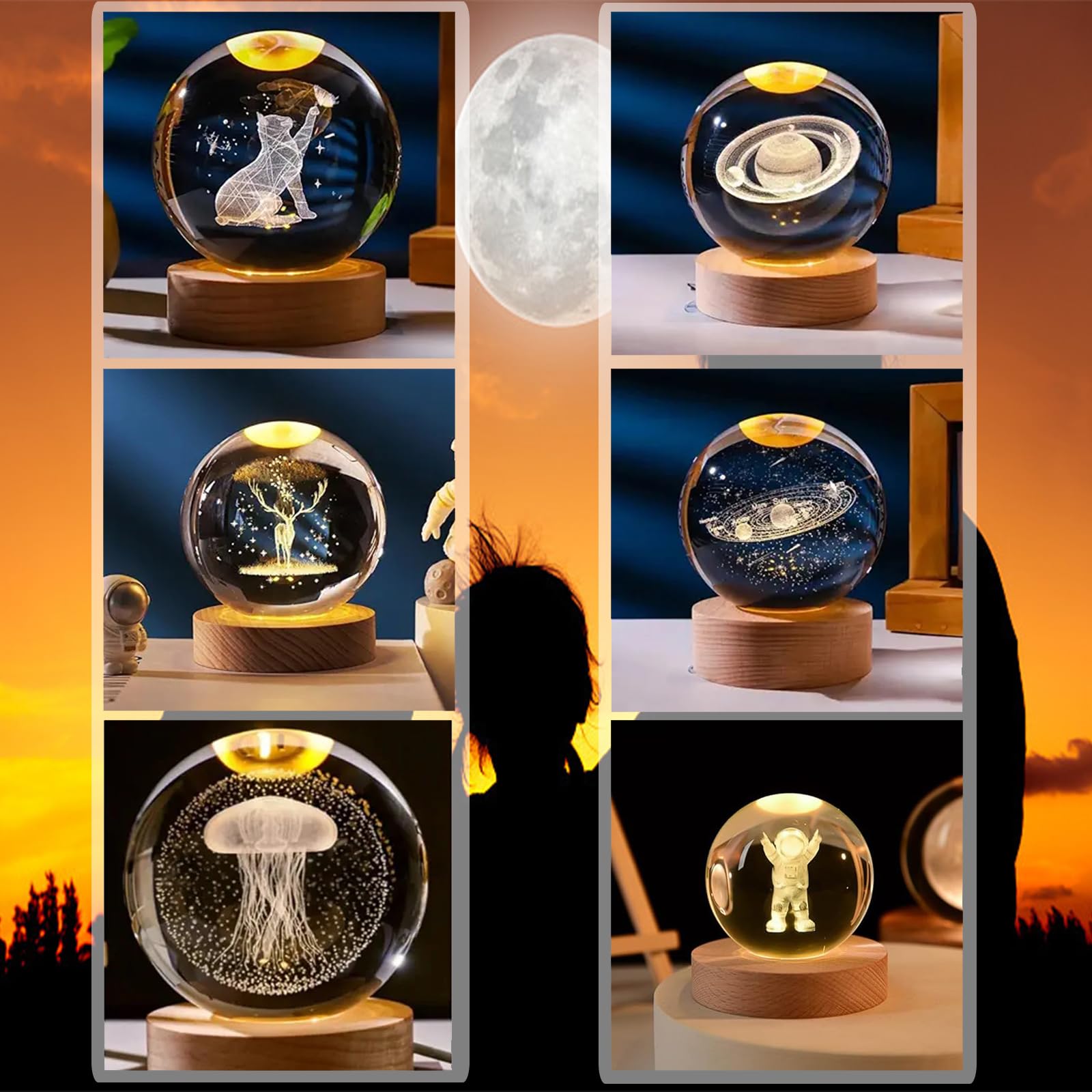Kazetec 3D Crystal Ball Saturn Night Light 2.35Inch(60Mm) Space Decor Magical Globe Nightlight Kids Bedroom Decor Nightlight Decolamp As A Birthday Gift For Teens.