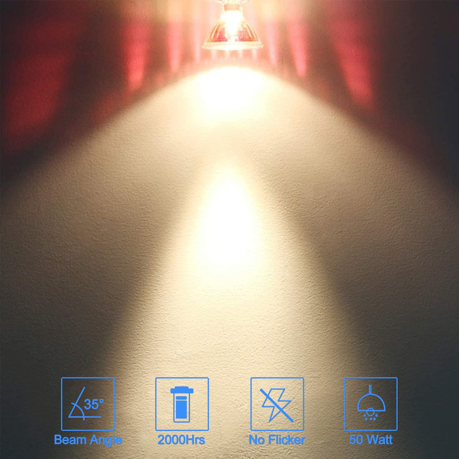Etuolmp Mr16 Halogen Bulb 50W 12V, Durable 6 Packs High Output Halogen Light Bulbs 2 Pin Gu5.3 Base For Landscape Lights, Track