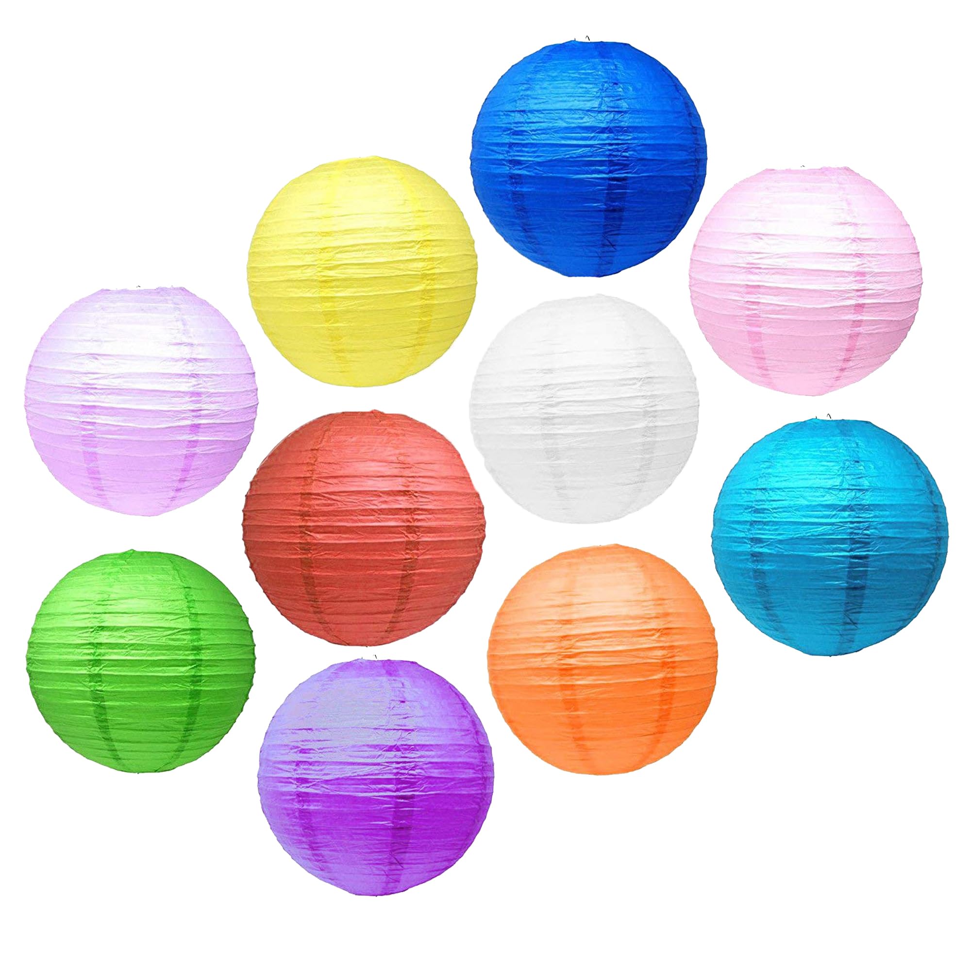 Mudra Crafts Mixed Colored Paper Lanterns Wedding Party Decorations - 12 in 10 Round Japanese Chinese Lanterns Decorative Hangin