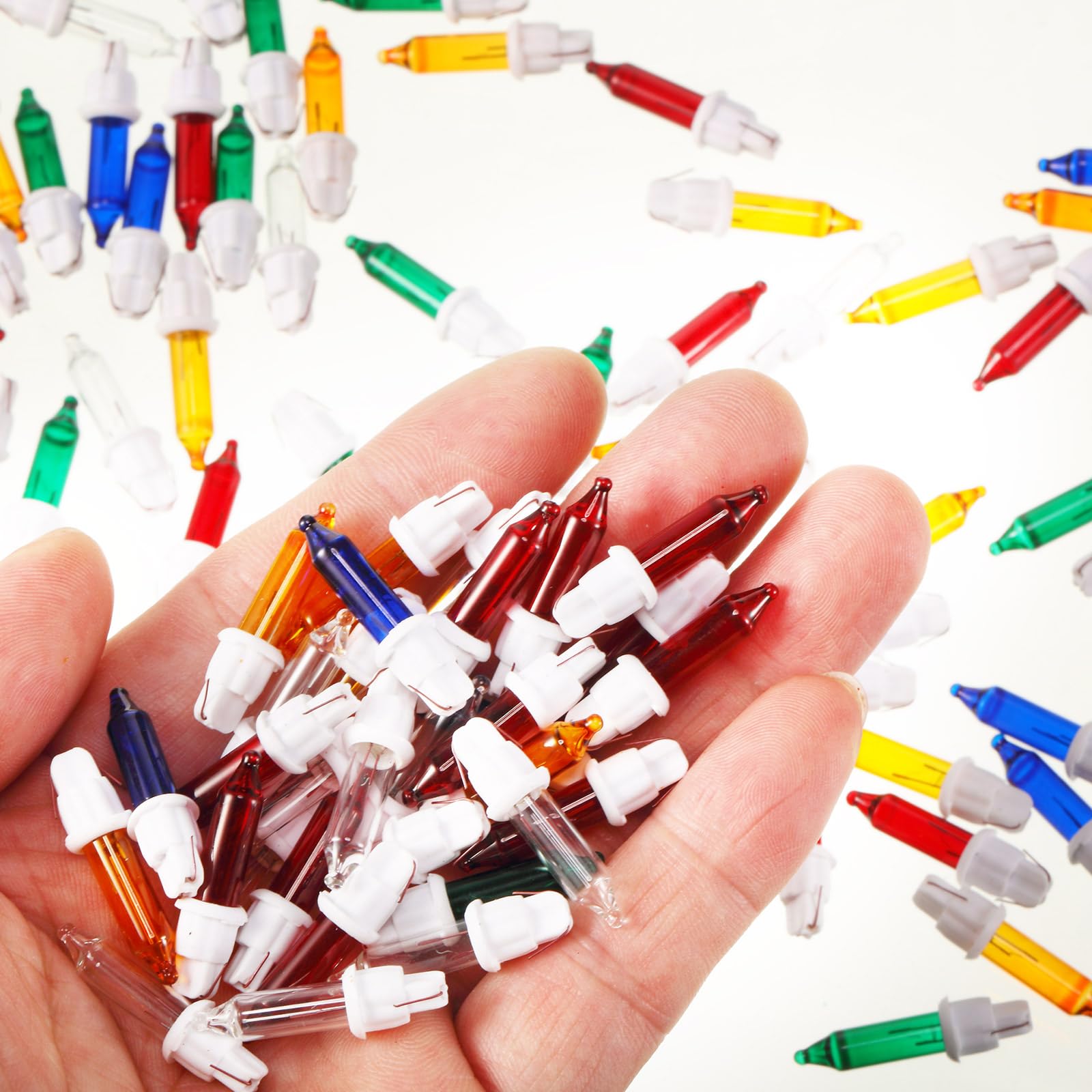 Mudder 60Count 2.5V Christmas 50/100/150/200 Count Mini Incandescent Wire String Lights Replacement Bulbs Indoor/Outdoor Christmas Lights Decor For Home Xmas Tree (White Base With Bright Bulb)