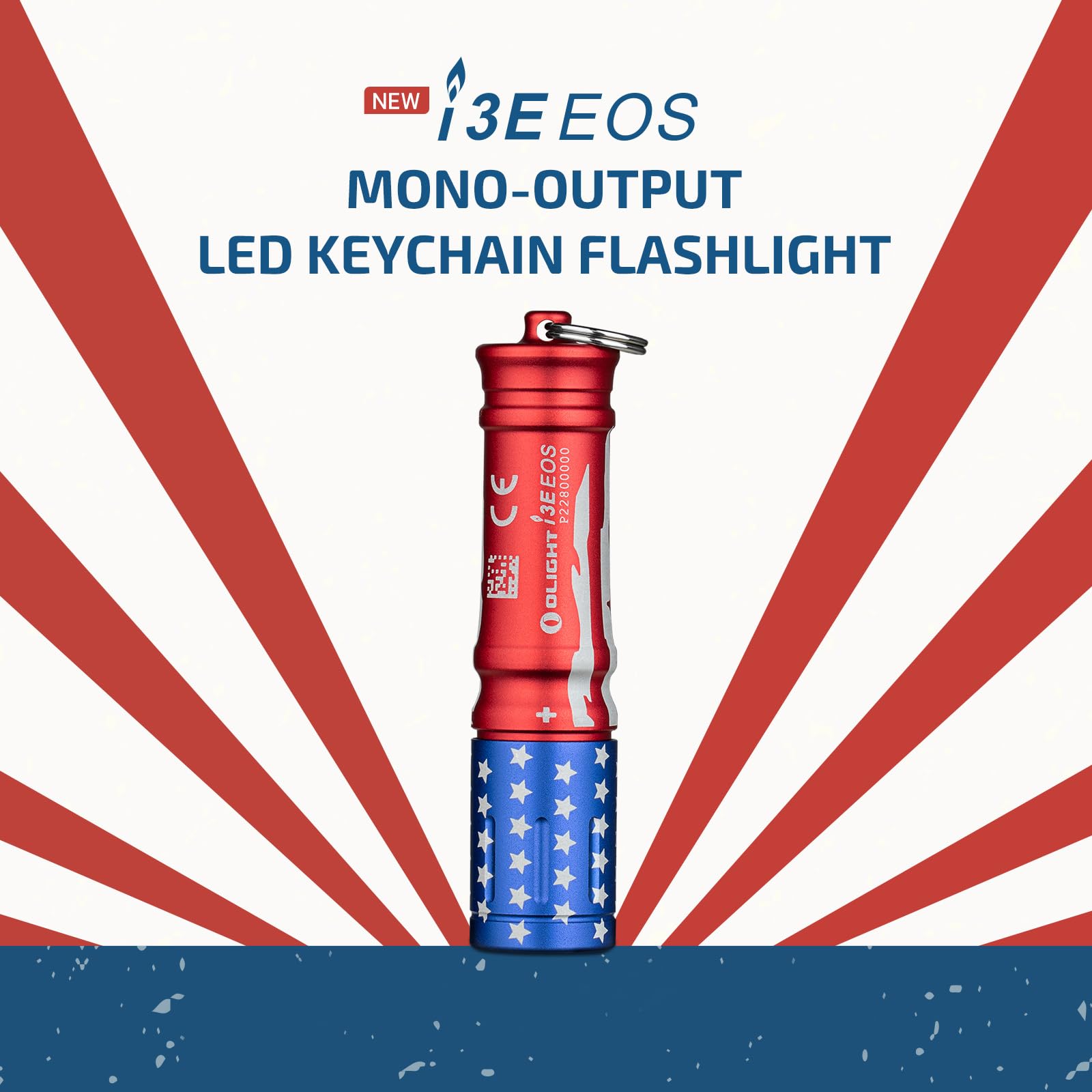 OLIGHT i3E EOS Flashlight 90 Lumens Mini Keychain Stars & Stripes Edition
