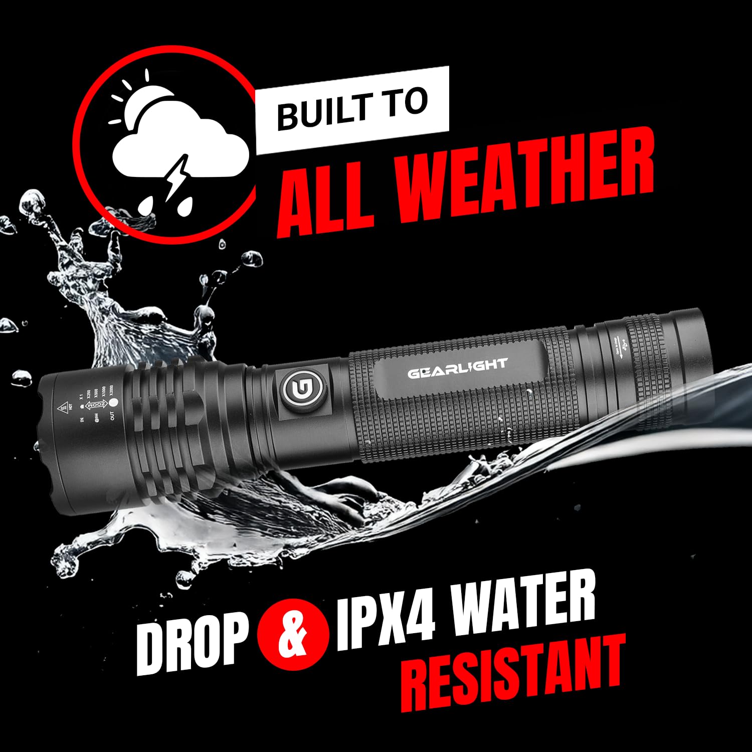 Gearlight S2000 Led Rechargeable Flashlight High Lumens - Super Bright, Powerful, Mid-Size Tactical Flashlight For Outdoor Activ