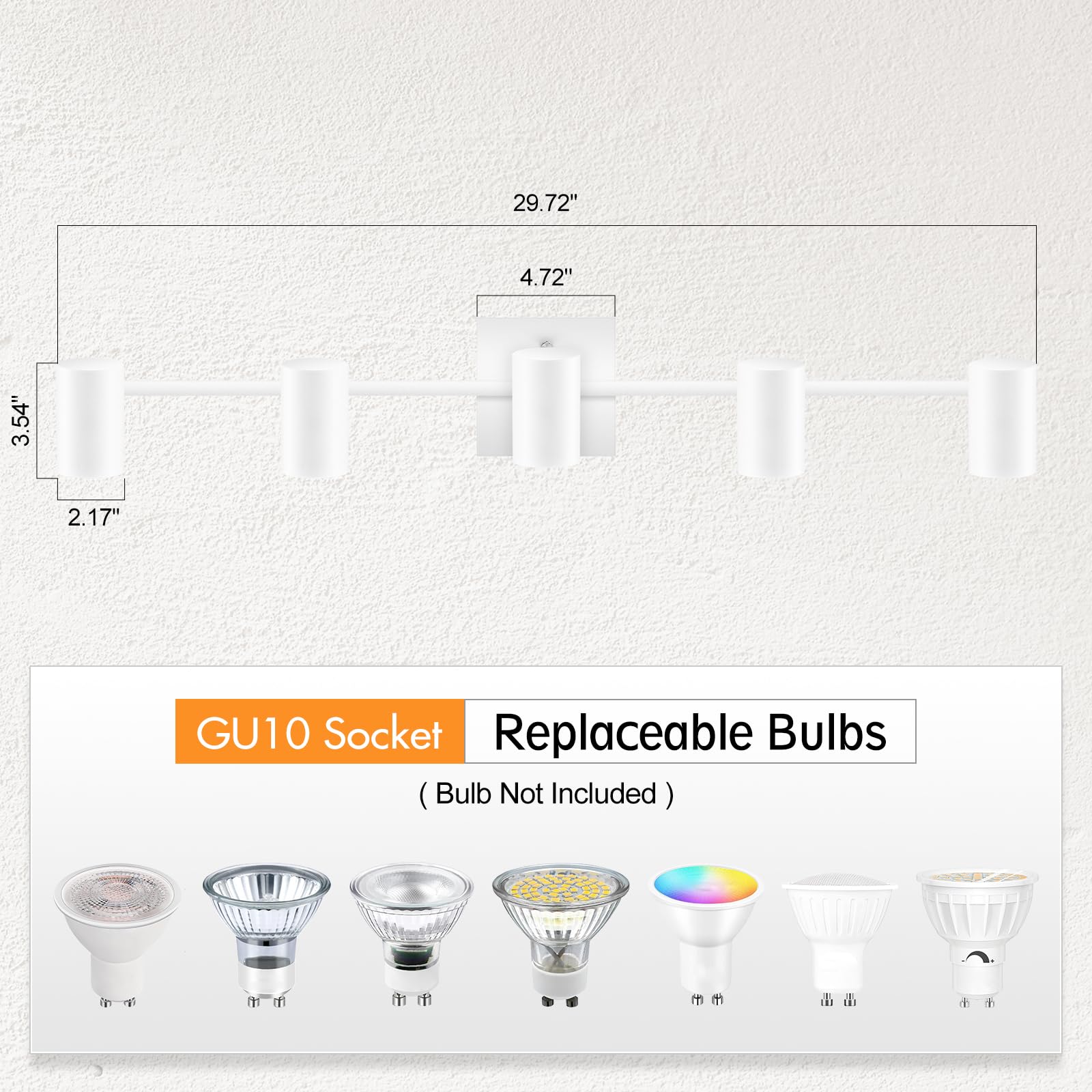 Boostarea Track Lighting Kit, Kitchen Lighting Fixtures Ceiling, 5 Way Ceiling Spot Lights, Rotatable Light Heads, Modern Track