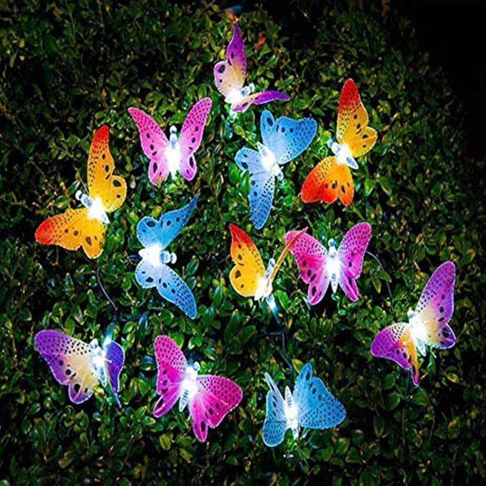 Berocia Butterfly String Lights - 24 LED, Battery Powered, Waterproof, Color Changing, Indoor/Outdoor Fairy Lights for Parties and Weddings