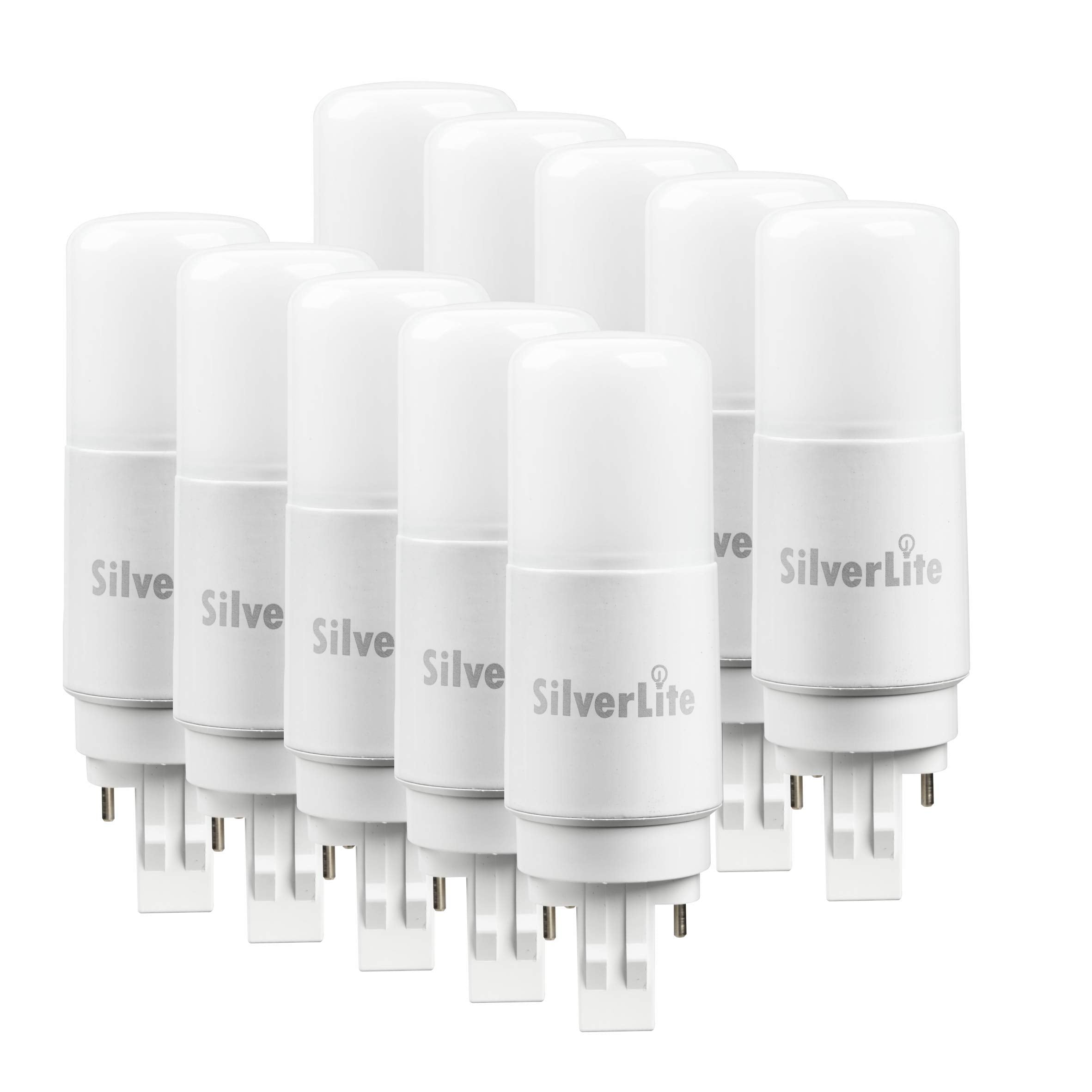 Silverlite LED Stick PL Bulb, 7W (18W CFL Equivalent), 750LM, Daylight 4000K, GX23-2 Pin Base, 10 Pack, Aluminum