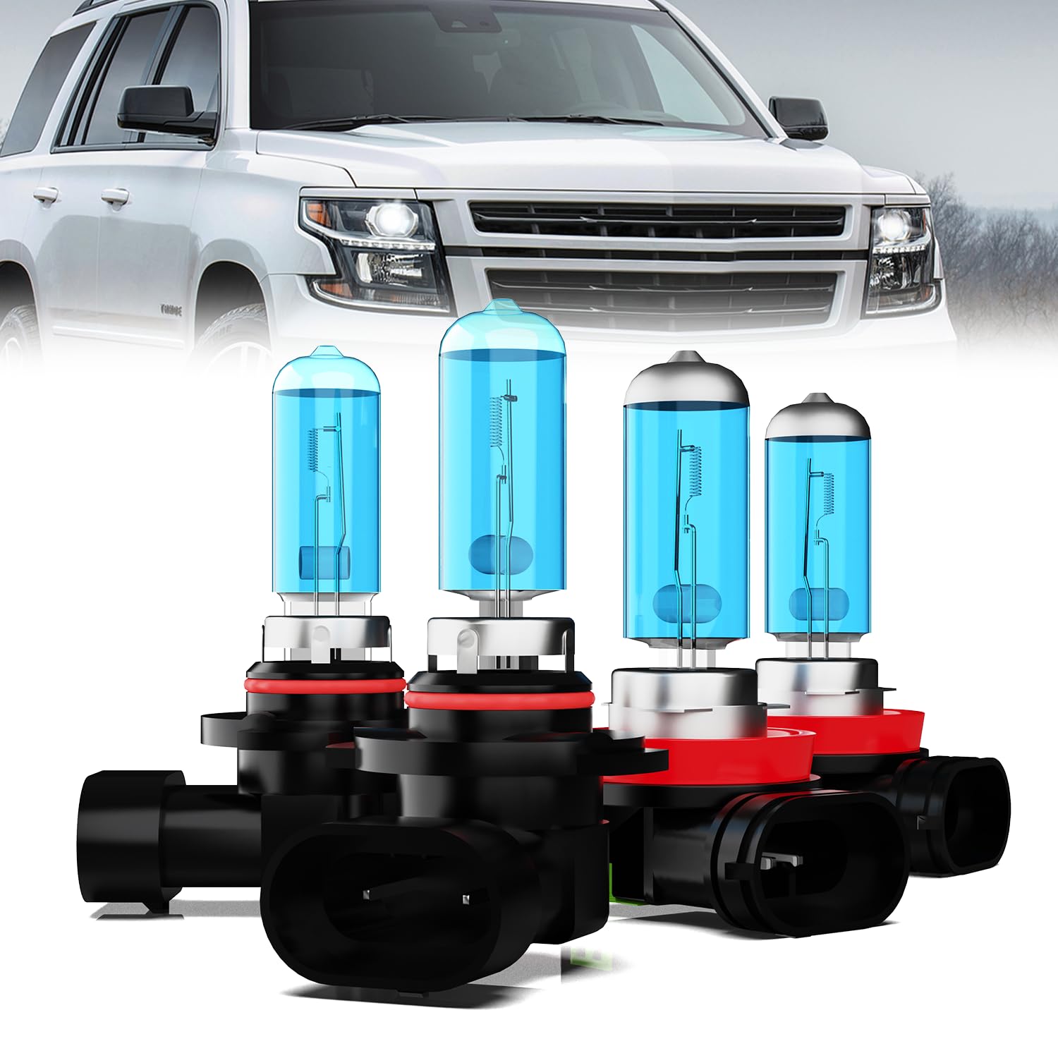 TTDBDAN Headlights Fit For 2007-2014 & 2016-2020 Chevy Tahoe Halogen Headlight bulbs,9005/HB3/H10 High Beam + H8/H9/H11 Low Beam