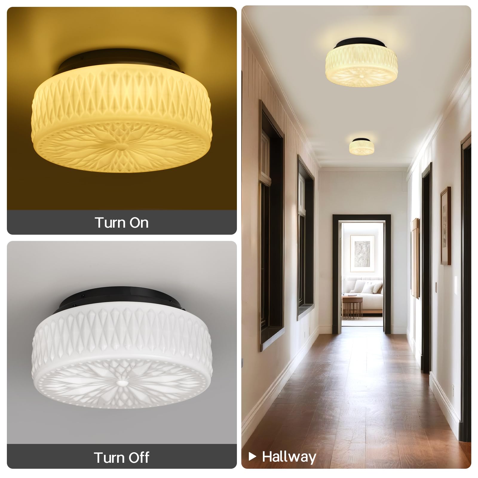 Clarsyne 15 Vintage Milk Glass Flush Mount Ceiling Light  Antique Schoolhouse Semi Flush Fixture  Mid Century Ceiling Lighting For Bedroom  Kitchen  Hallway  Entryway  Foyer  Dining Room