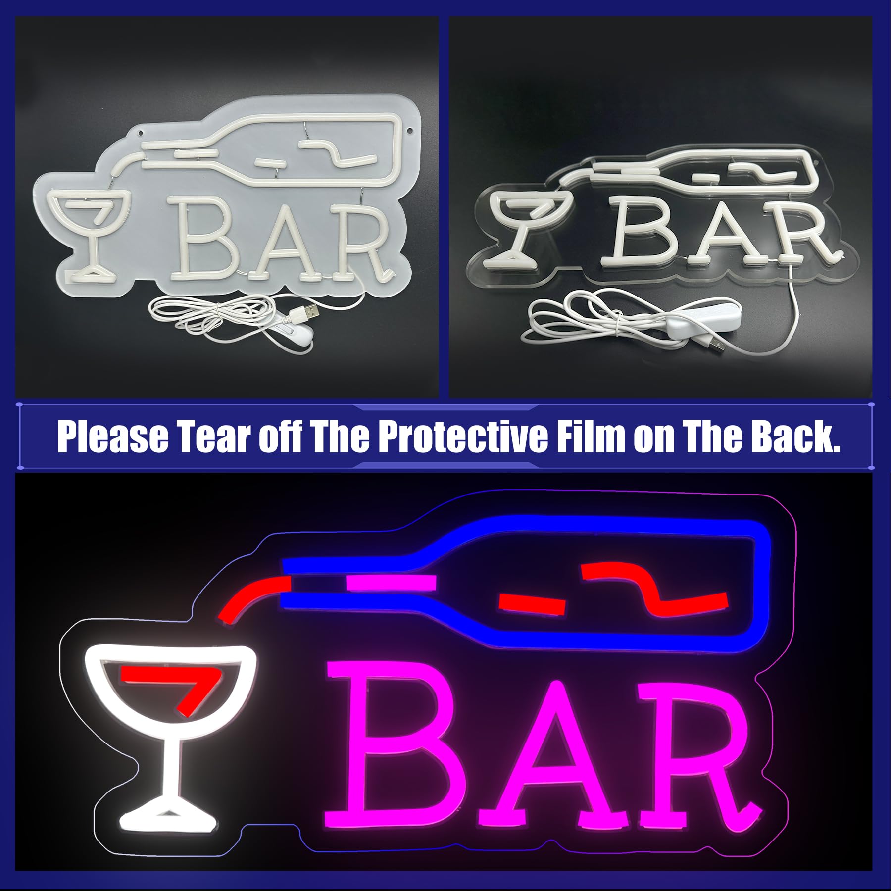 Neon Bar Signs, Led Bar Lights Neon Signs For Man Cave Decor, Usb Powered Cocktail Neon Lights With Switch, Neon Beer Signs For Home Bar, Store, Club, Bistro, Party