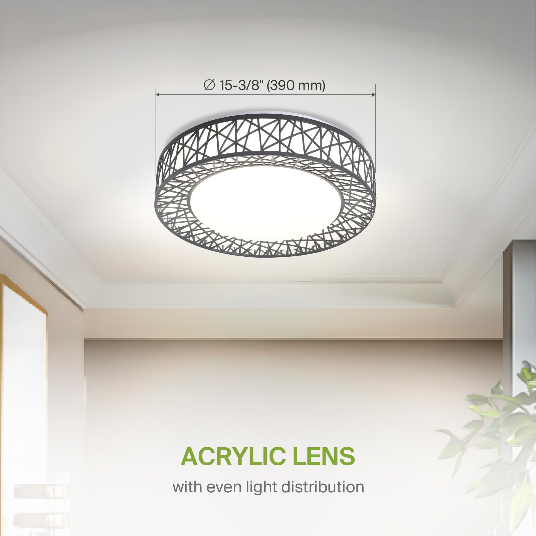 Asd 16 Inch Led Flush Mount Ceiling Light - Black Modern Ceiling Light Fixture 28W 1576Lm, 2700-5000K Adjustable Dimmable Ceilin