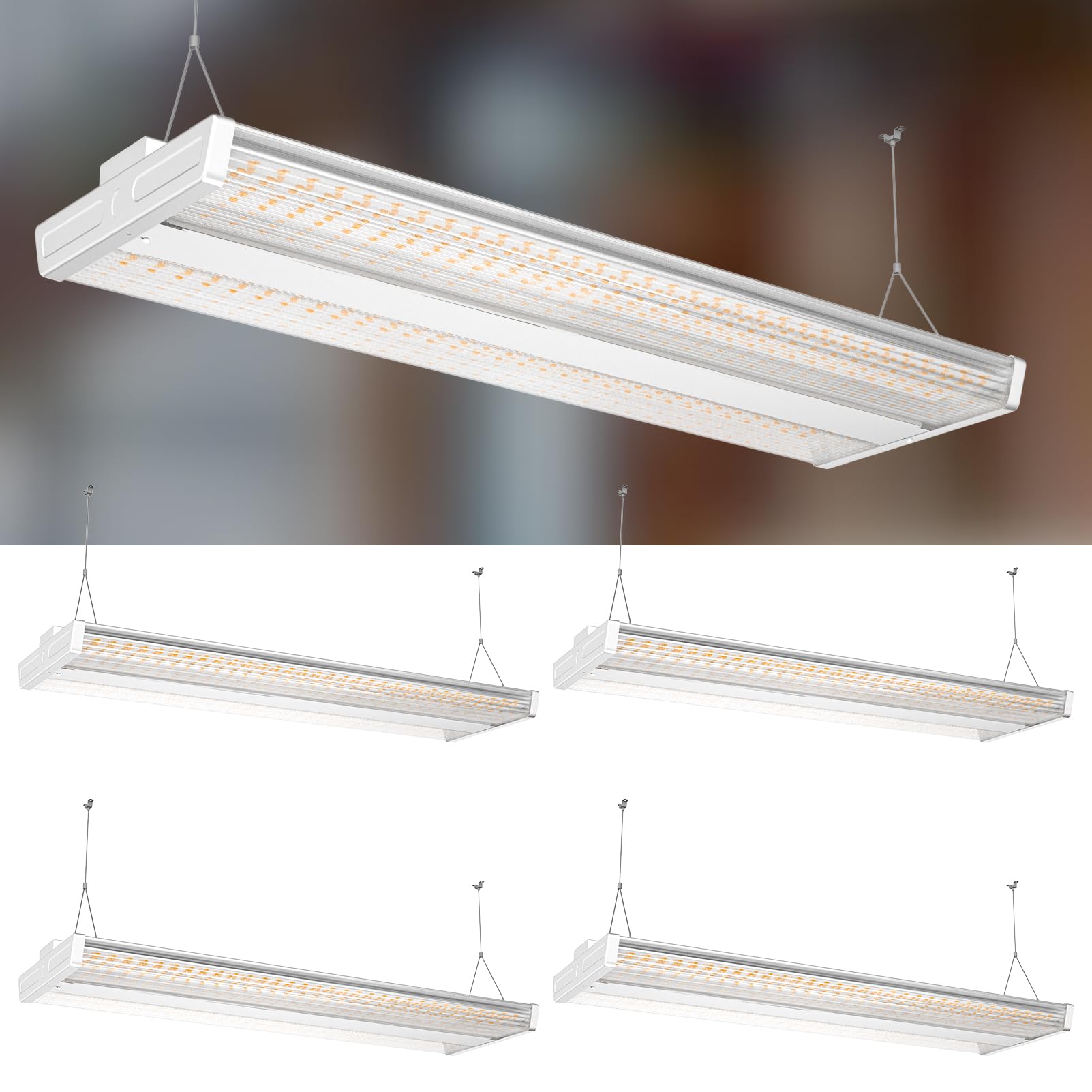 Lightdot 4FT LED High Bay Shop Lights  100-277V ?Driver Equipped  5 Years? 265W 37100LM [Eqv. 1000W MH/HPS] 5000K Diamond Diffusion Linear Hanging Light for Warehouse -ETL Listed  4Pack