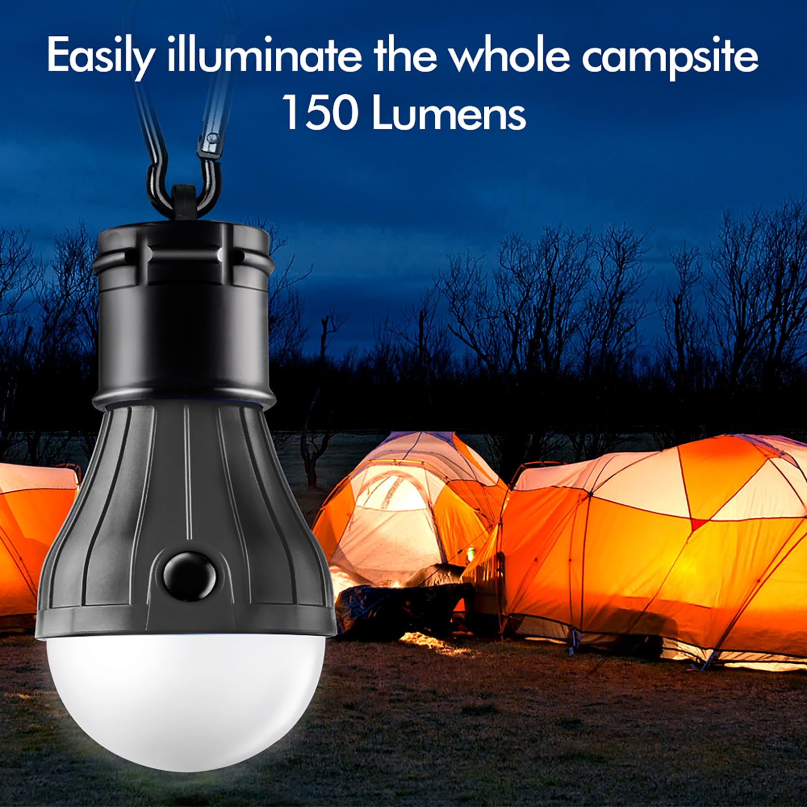 FLY2SKY Portable LED Tent Lamp - 5 Pack Emergency Lights, Black, Plastic, Model 5P-03 for Camping, Hiking, and Outages