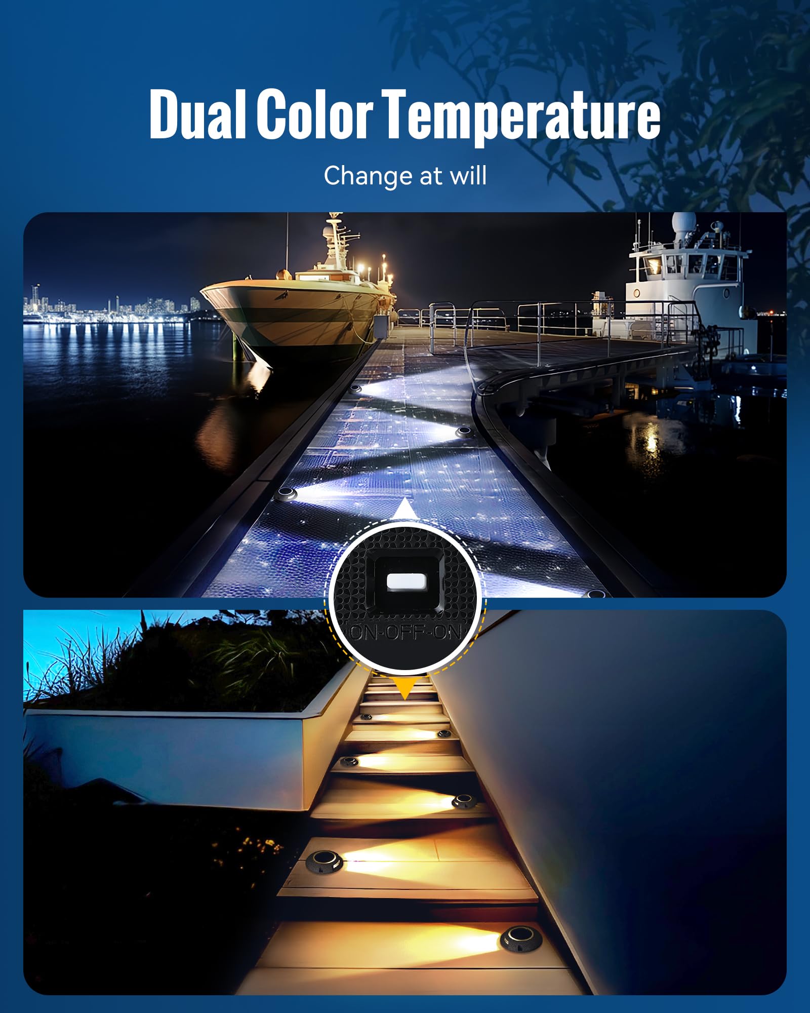 Fabstyl Solar Dock Lights 4 Pack, Waterproof Led Driveway & Pathway Lights, Black