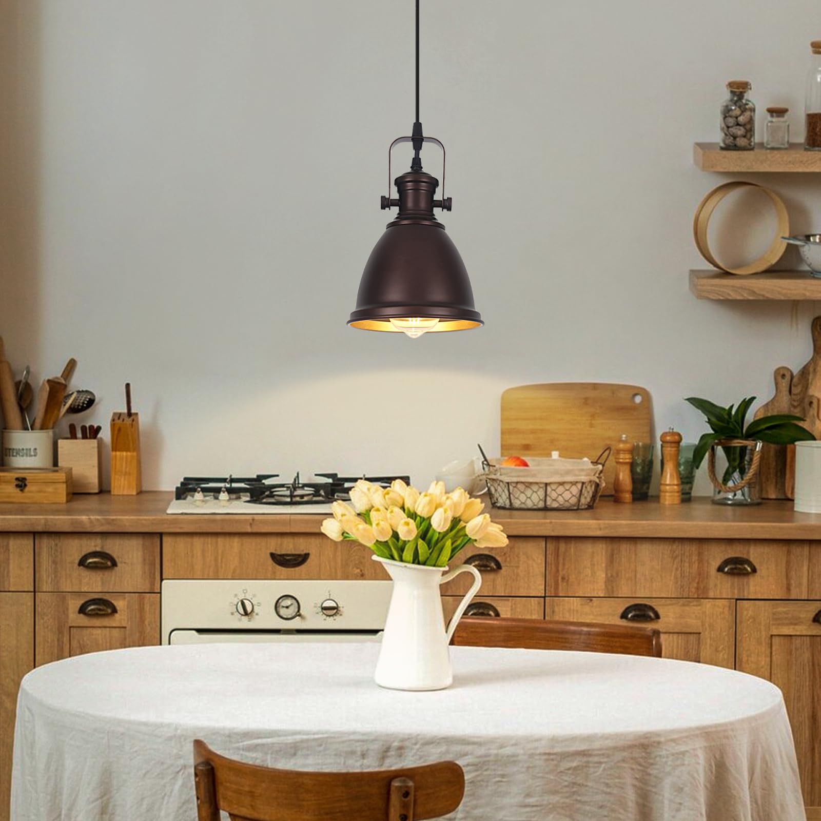 LWWHQ Farmhouse Pendant Lights Kitchen Island 2 Packs, 6.5 inches Kitchen Island Lighting, Industrial Pendant Light, Kitchen Pen
