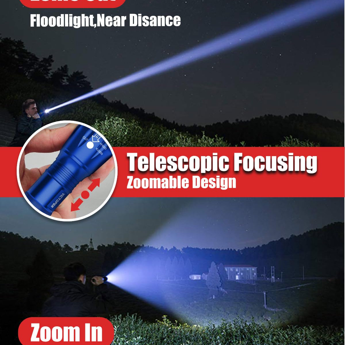 Victoper LED Flashlight 2 Pack, High Lumens Tactical Flashlights, 5 Mo ...