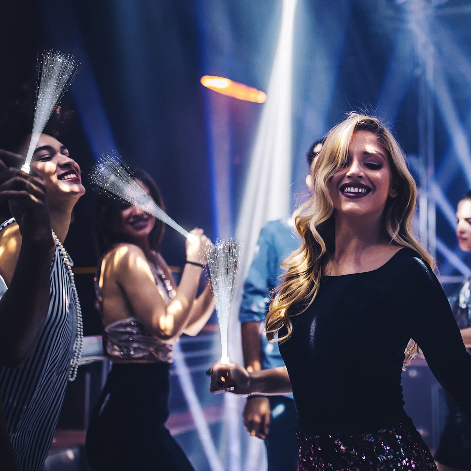 Vaipi 26 Pcs Fiber Optic Wands Led White Glow Stick Flash Fiber Optic Light Rod For Bulk Wedding Lighting Wands Flashing Sticks With 3 Light Modes (26 Pcs)