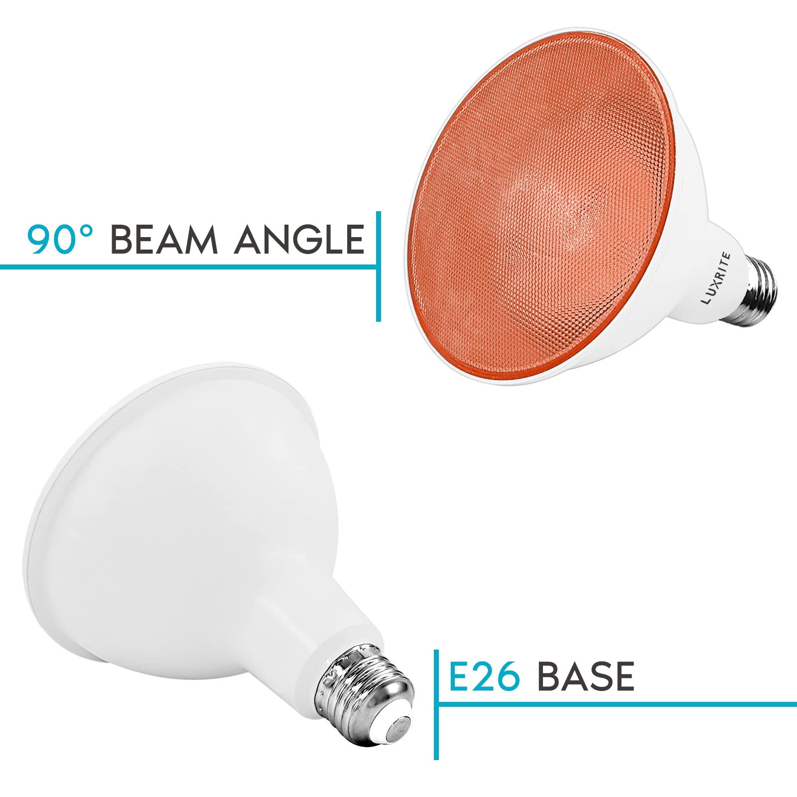 LUXRITE LED PAR38 Flood Light Bulbs, 8W (45W Equivalent), Red, Damp Rated, E26 Base, 4 Count