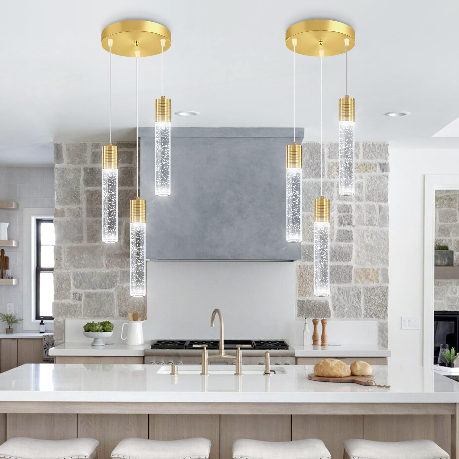 Dolria 3-Lights Pendant Lights Modern Led Kitchen Island Light Bubble Pendant Light Pendant Lighting For Kitchen Island Dining Room Ceiling Hanging Lights Bedroom Mini Pendent Spot Lights