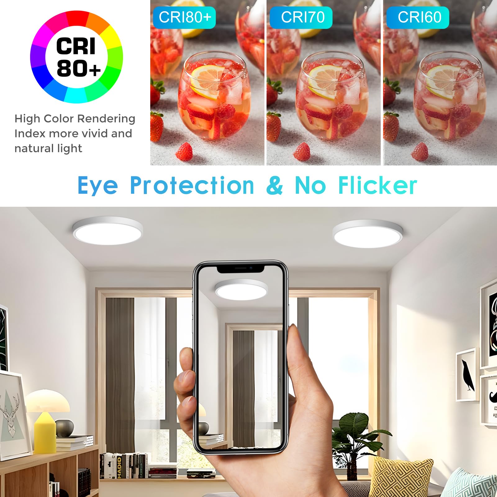 Lightingwill 7 Inch Led Flush Mount Ceiling Light Fixture, 4000K Nurture White, 1500Lm, 12W, Flat Modern Round Lighting Fixture,