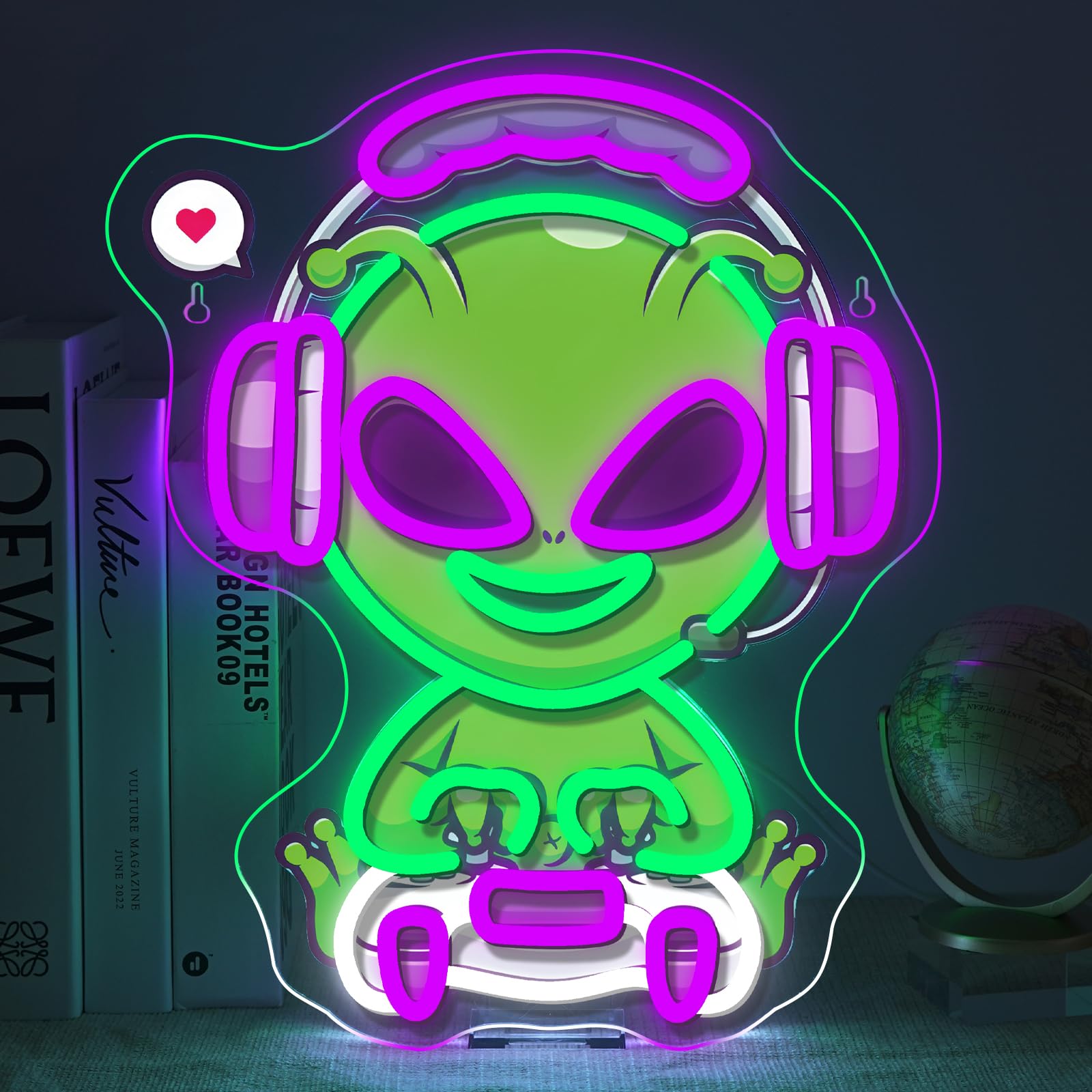 Gamerneon Alien Neon Sign LED Wall Decor for Game Room, Colorful Design, Perfect Gift for Gamers and Teens