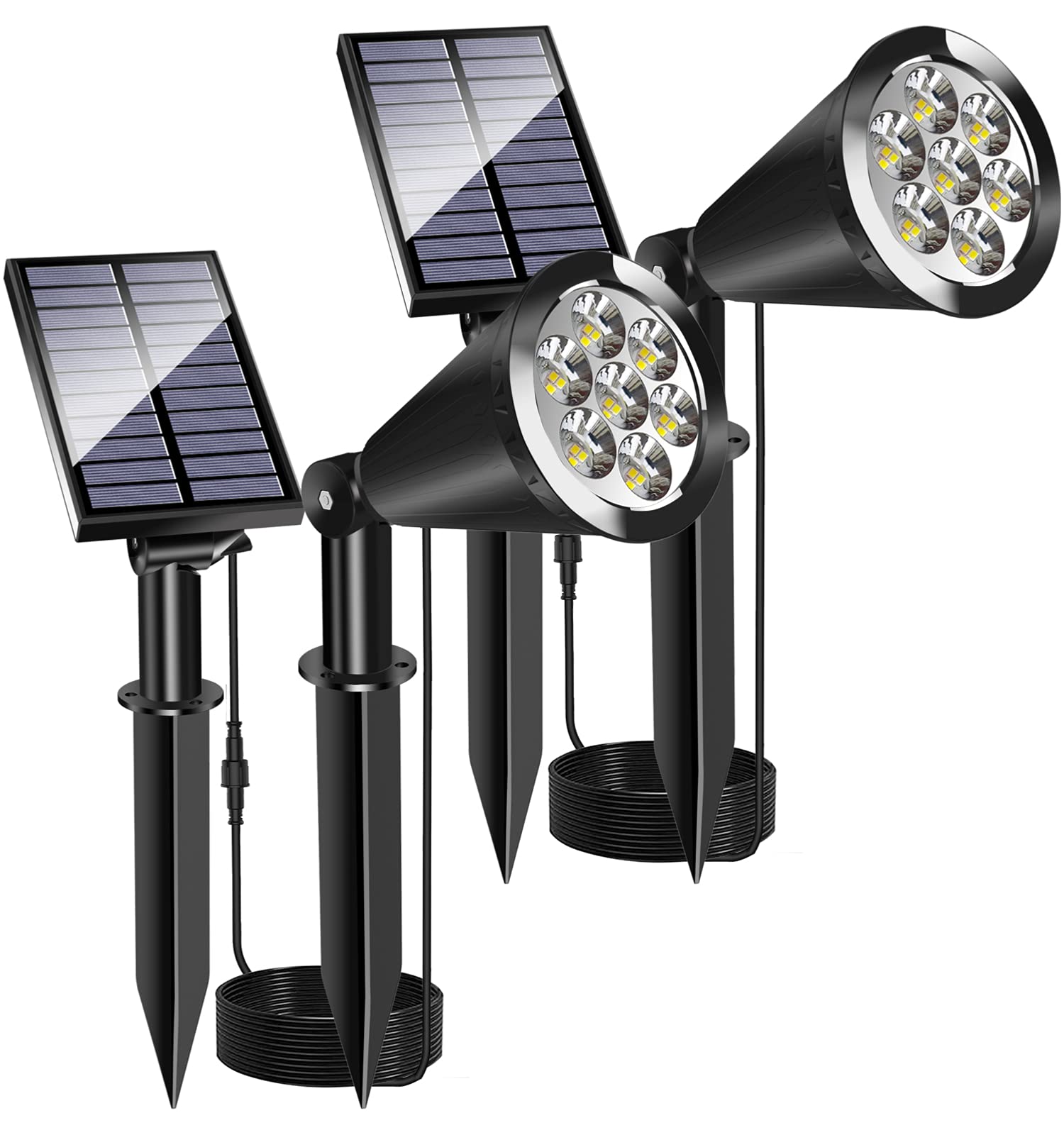 MEIHONG Solar Spot Lights, Waterproof Dusk to Dawn Lights, 2 Pack, White, High-impact ABS Plastic, Model K1-B