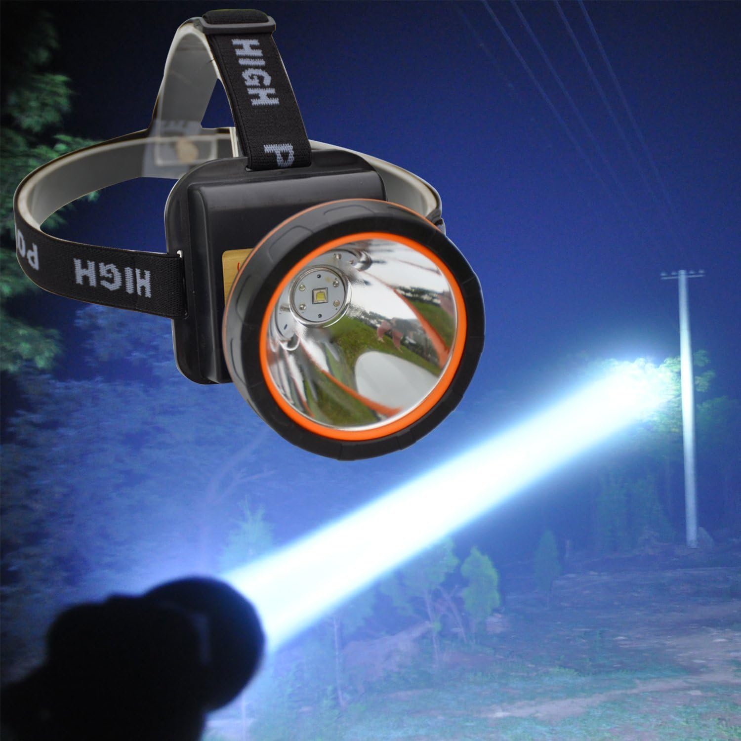 OLIDEAR LED Headlamp Torch - Rechargeable Bright Flashlight for Camping, Hunting, Fishing - Large, Black, Model LD-01, Aluminum