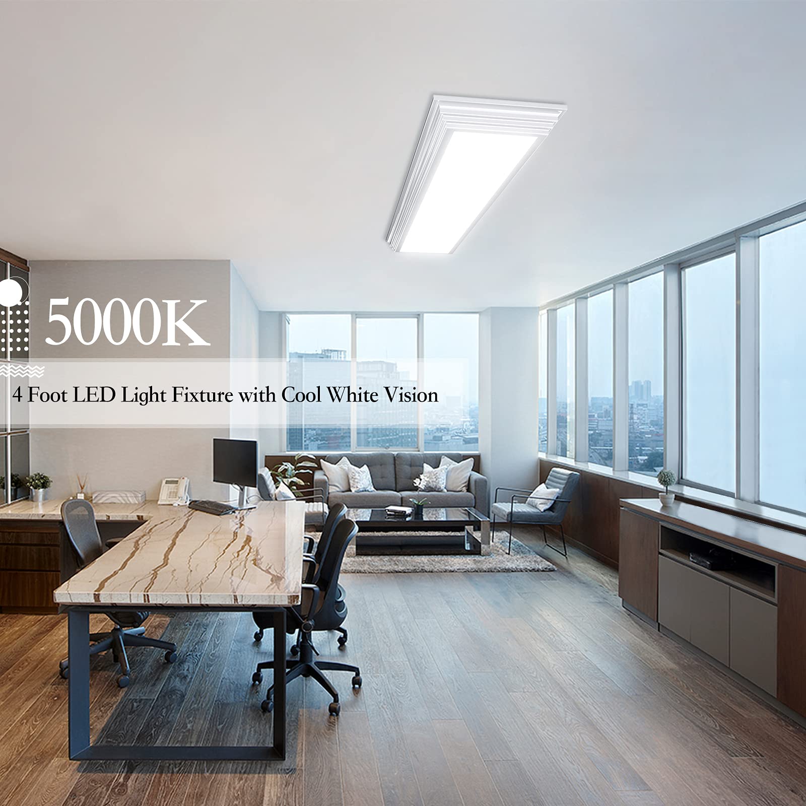 Faithsail Dimmable 4Ft Led Wraparound Light  Selectable 3 Color Temperature 3000K/4000K/5000K Cct 50W 5500Lm 4 Foot Kitchen Led Light Fixture  Flush Mount 48 Inch Ceiling Lighting Fixture  2 Pack