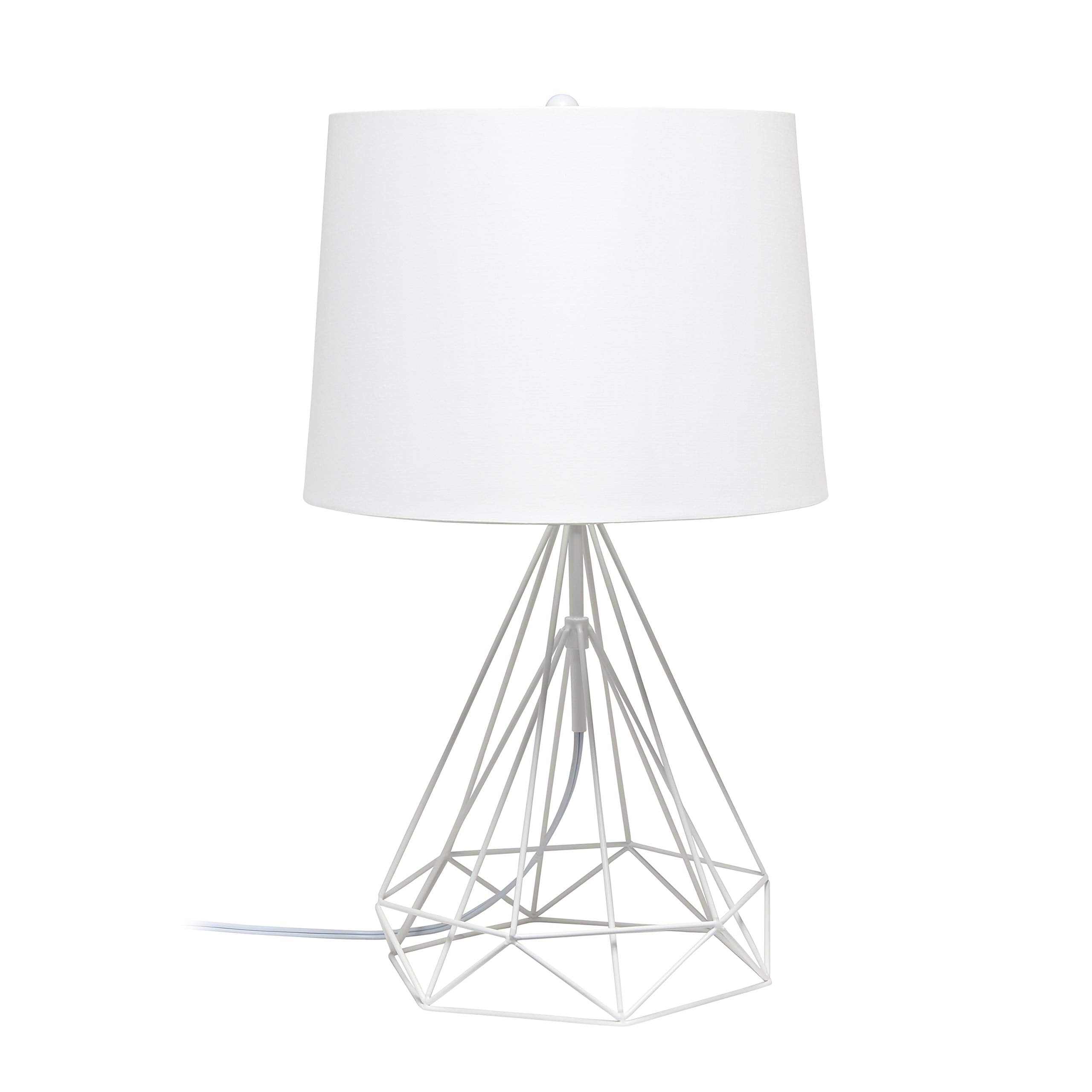Elegant Designs Modern Geometric Table Lamp, Metal, White, 14inL x 14inW x 23.5inH, Model LT1054-WHT