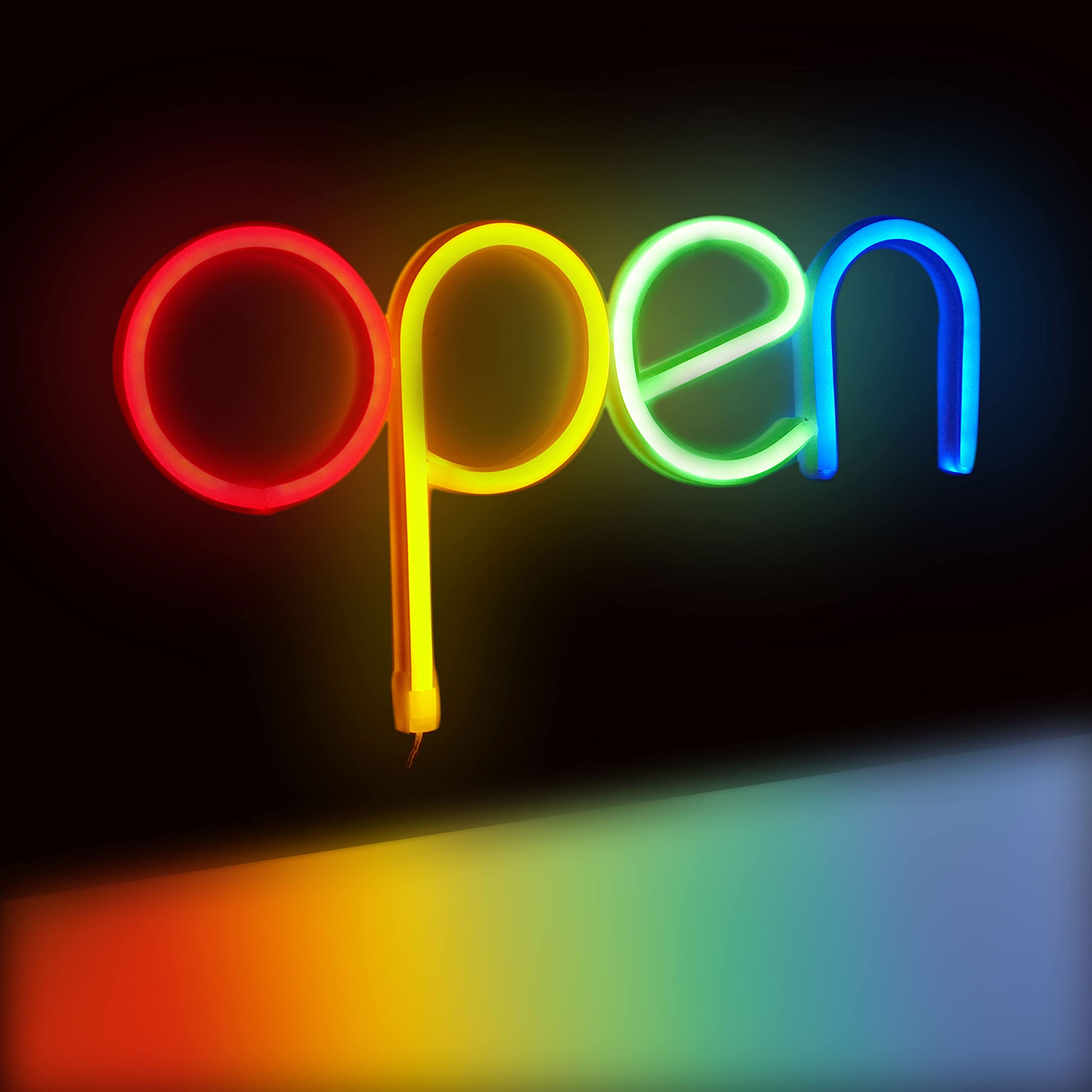 StarryMine LED Neon Open Sign, 13.8inx7.1in, USB or Battery Powered, Rainbow Neon Light for Business, Bar, Salon, Hotel Decor