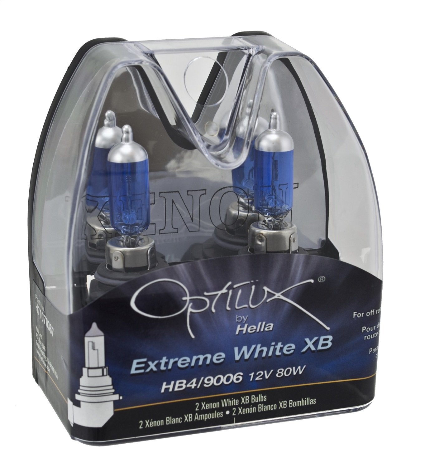 Hella H71070367 Optilux XB Series HB1 HB4 9006 Xenon White Halogen Bulbs, 12V, 80W, 2 Pack