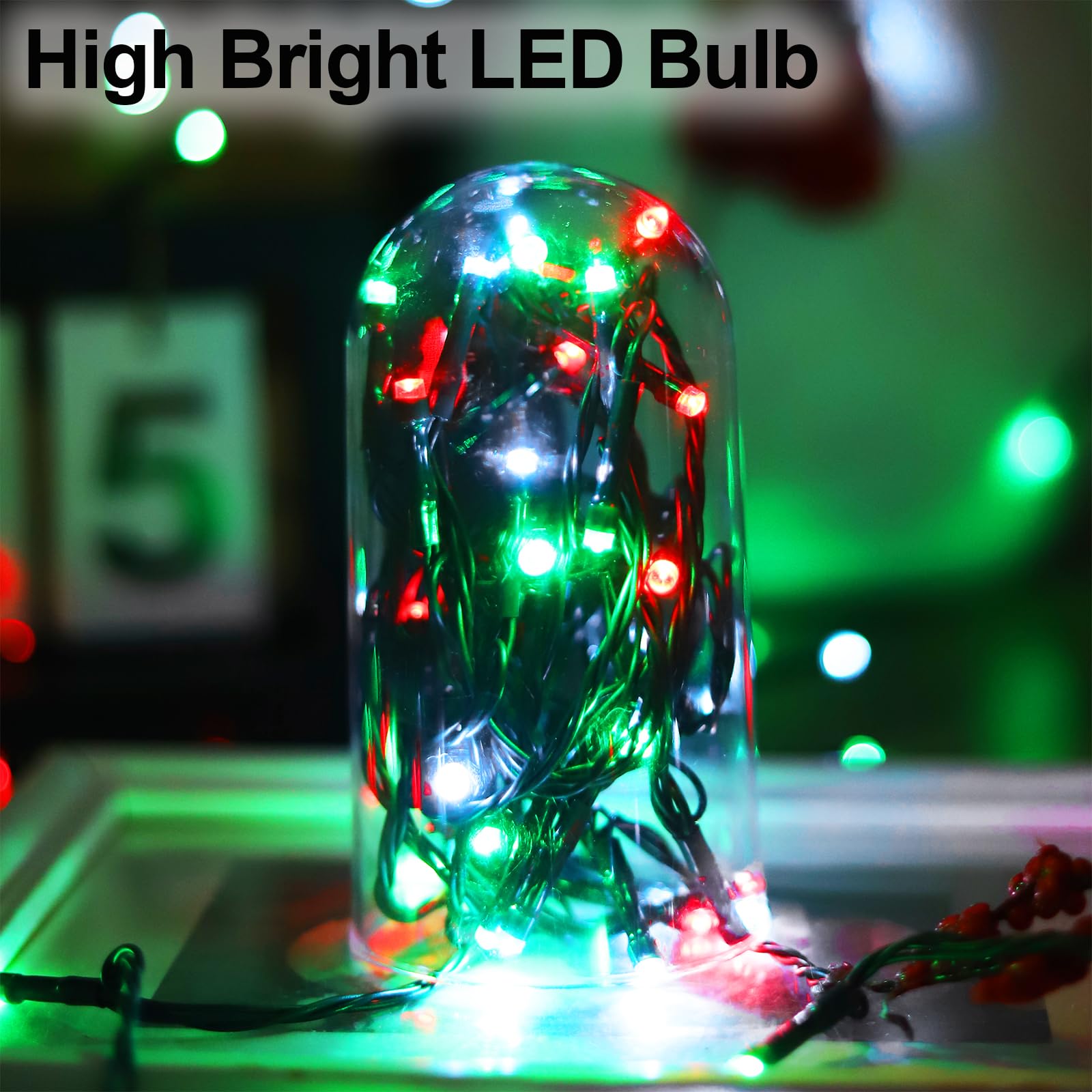 YAOZHOU Solar Lights Outdoor 400LED 144FT Waterproof String Lights, Red White Green, 8 Modes for Tree Garden Patio Fence