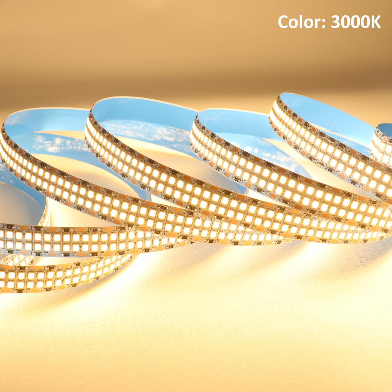 Ledenet 2835 Smd Warm White Led Strip Lights 3000K Dc 12V 2400 Leds 16.4Ft/5M Double Row Flexible Led Strip Tape Light Ribbon La