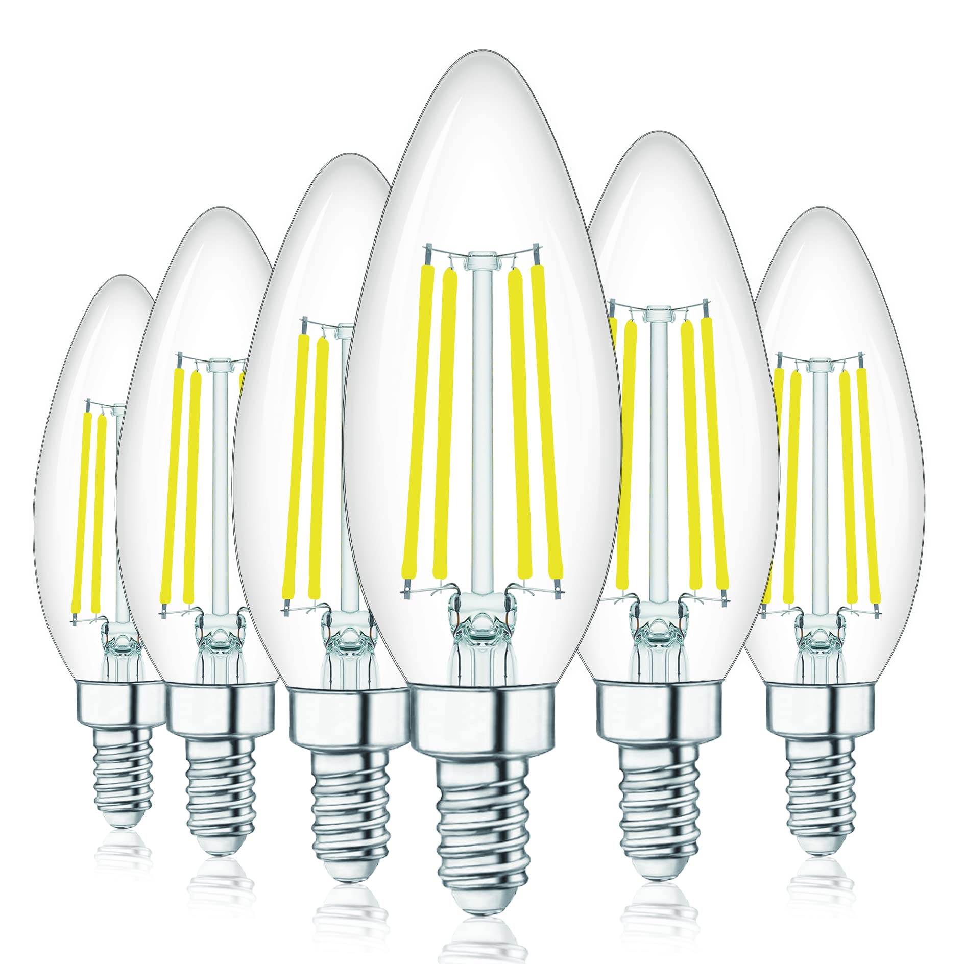 Winshine E12 Led Bulb Dimmable Candelabra Light Bulbs, 5000K Daylight 60 Watt Equivalent Small Base, Type B Light Bulb For Chand