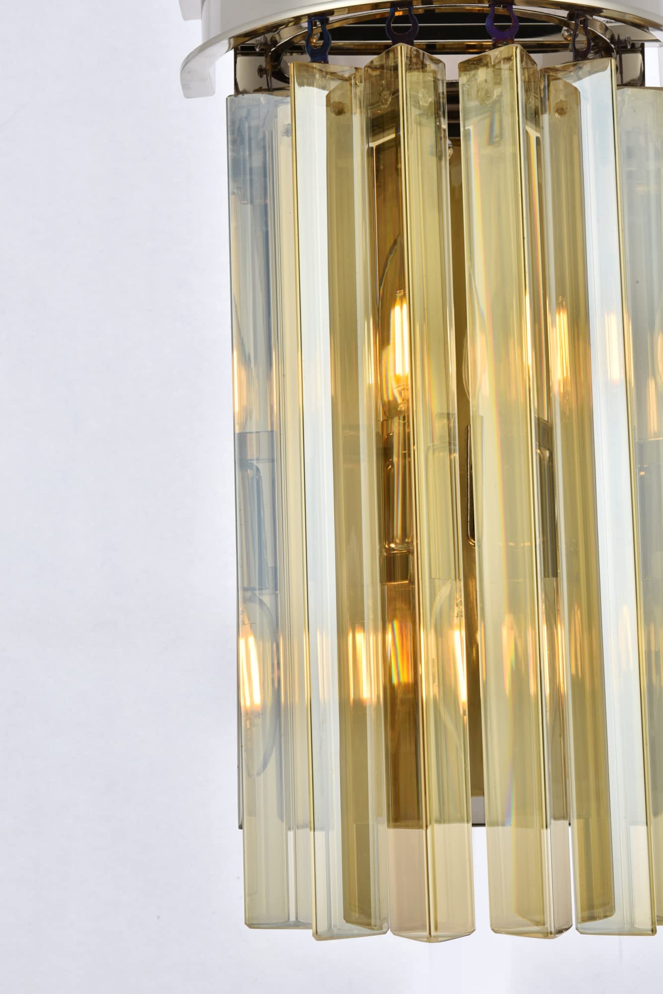 Elegant Lighting Sydney Collection 2-Light Wall Lamp with Royal Cut Golden Teak Crystals, Polished Nickel Finish