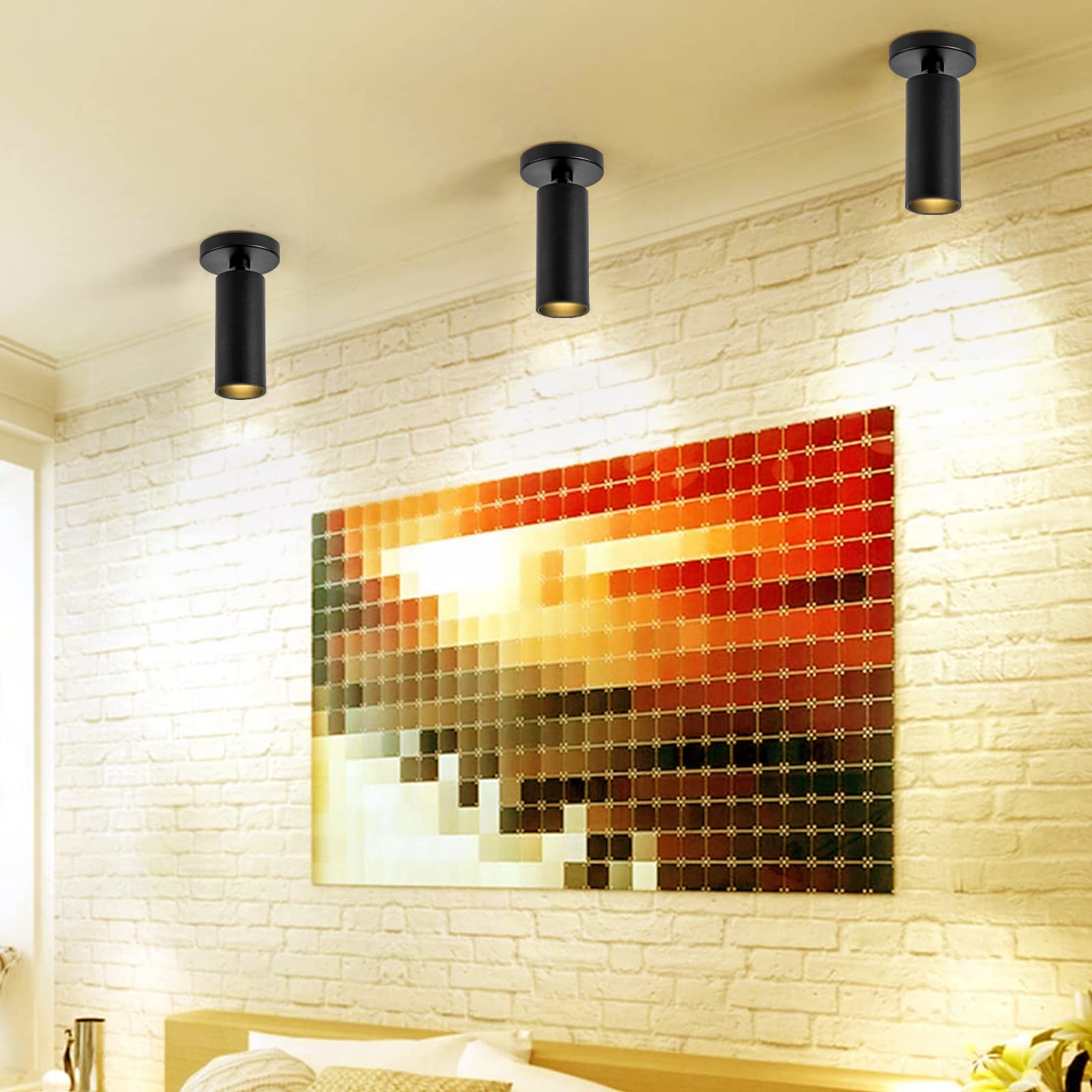 JARLSTAR LED Ceiling Spotlight 12W Dimmable 5CCT 2-Pack Adjustable Black Aluminum