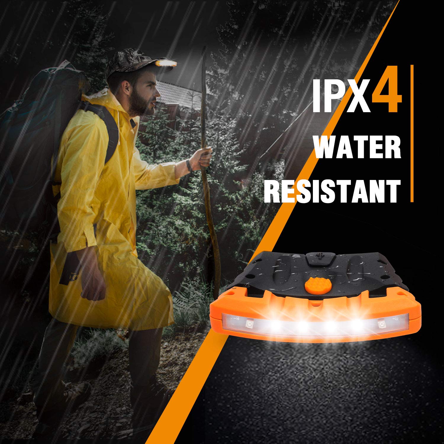 EverBrite Rechargeable Hat Light - Waterproof Clip-on Cap Light, Red Light, Pivoting Head, IPX4 Water Resistant, Red